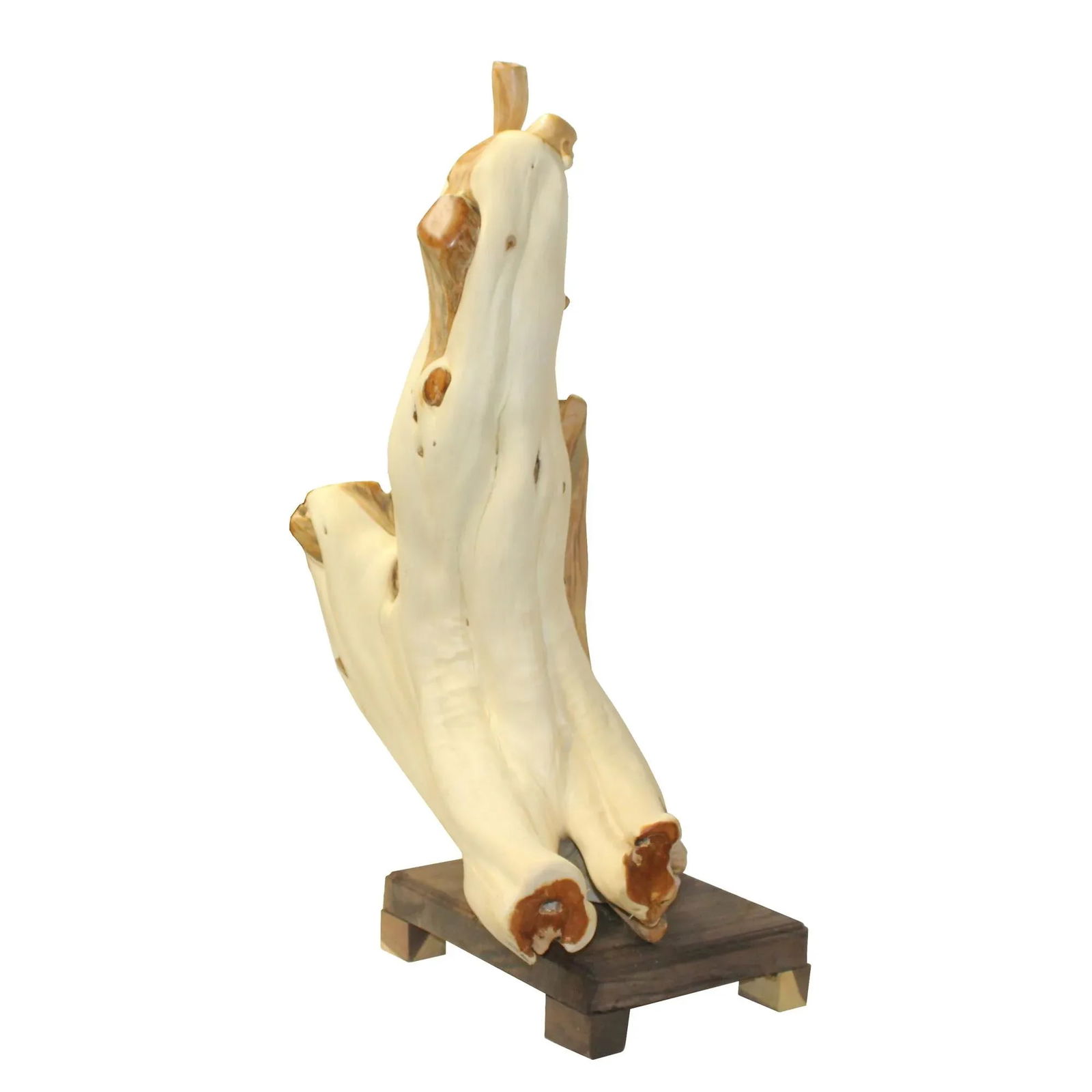 Chinese Cypress Wood Carved Irregular Shape Happy Buddha Statue - 5