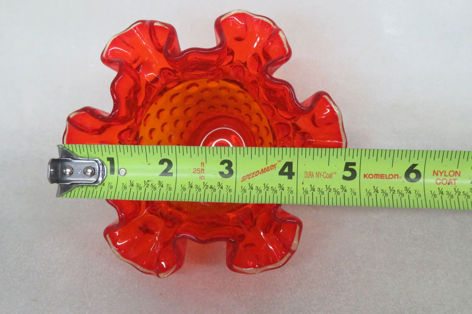 Fenton Glass Hobnail Style Amberina Ruffled Rim Vase 4491b - 10