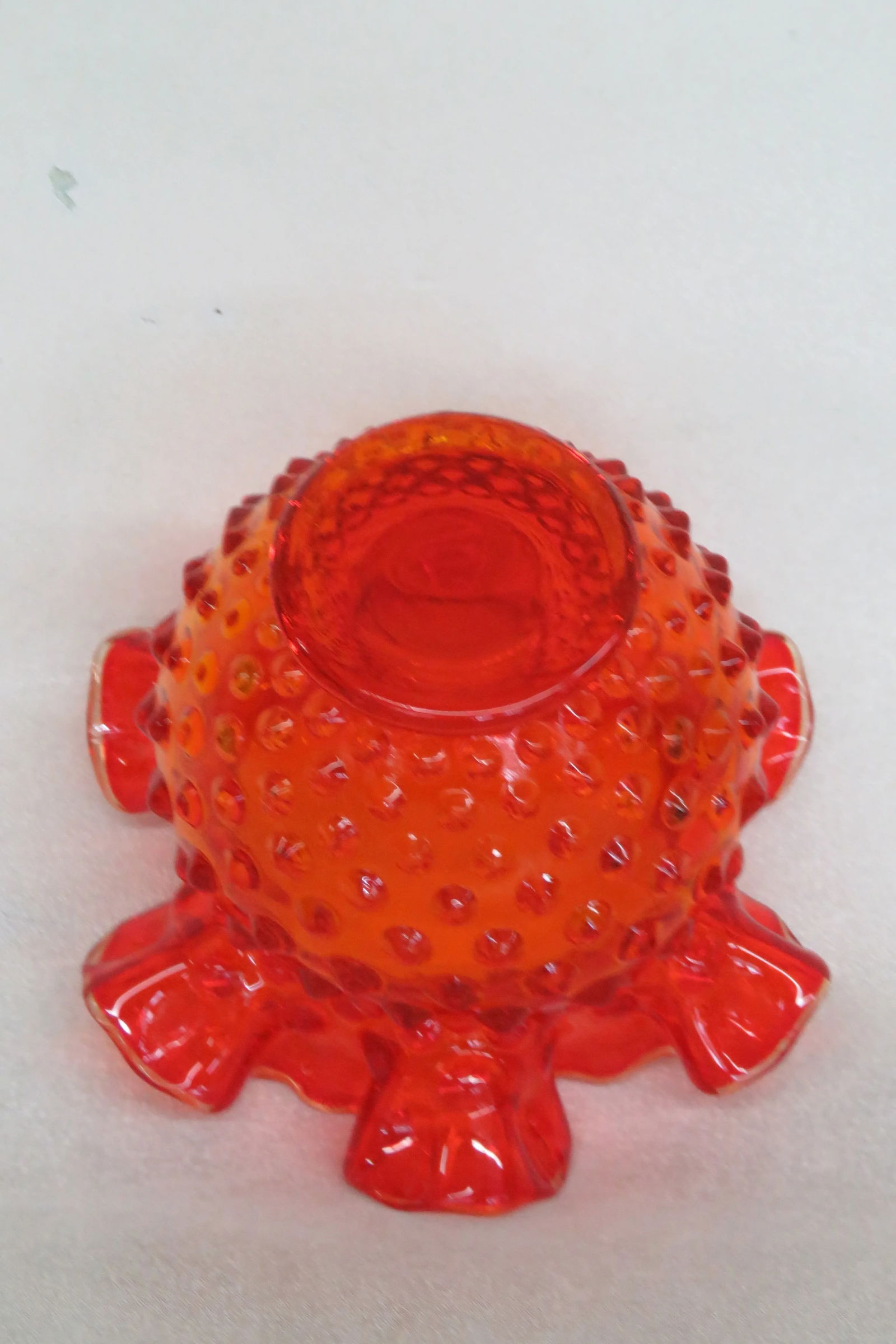 Fenton Glass Hobnail Style Amberina Ruffled Rim Vase 4491b - 4