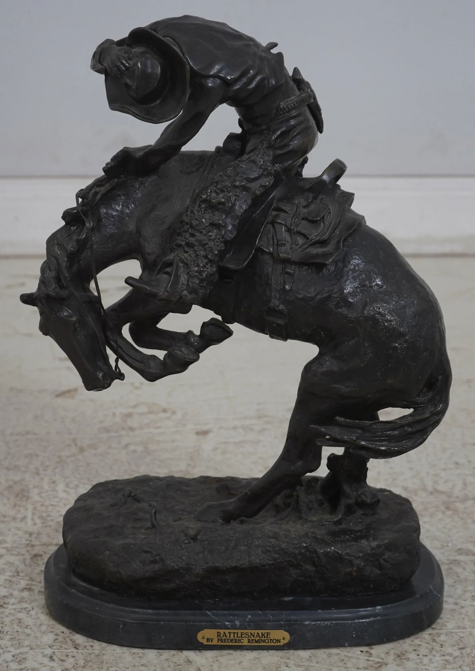 Frederic Reminton Rattlesnake Bronze Cowboy Sculpture - 2
