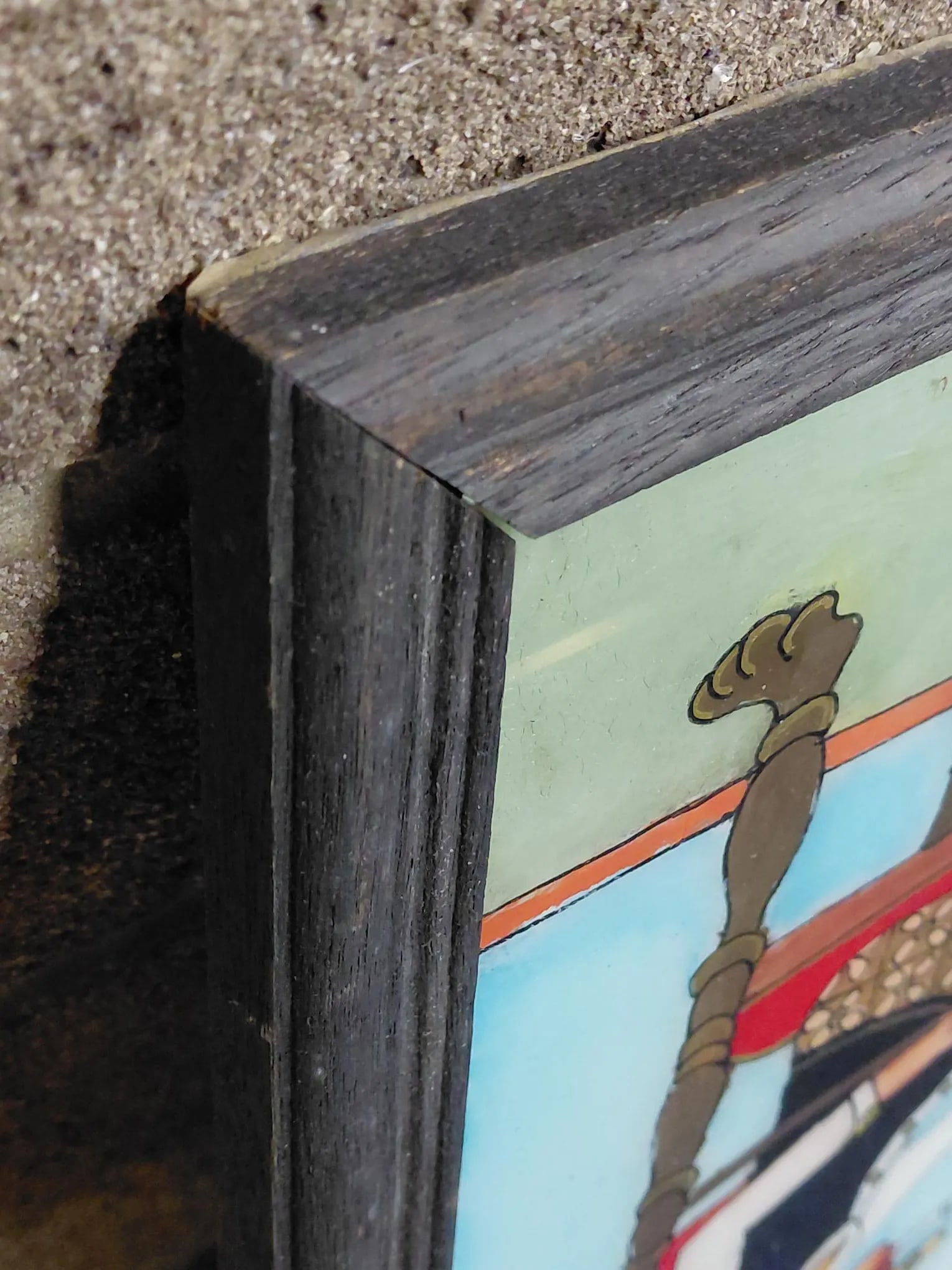 Framed Punakawan Petruk Becomes a King Reverse Glass Painting - 7