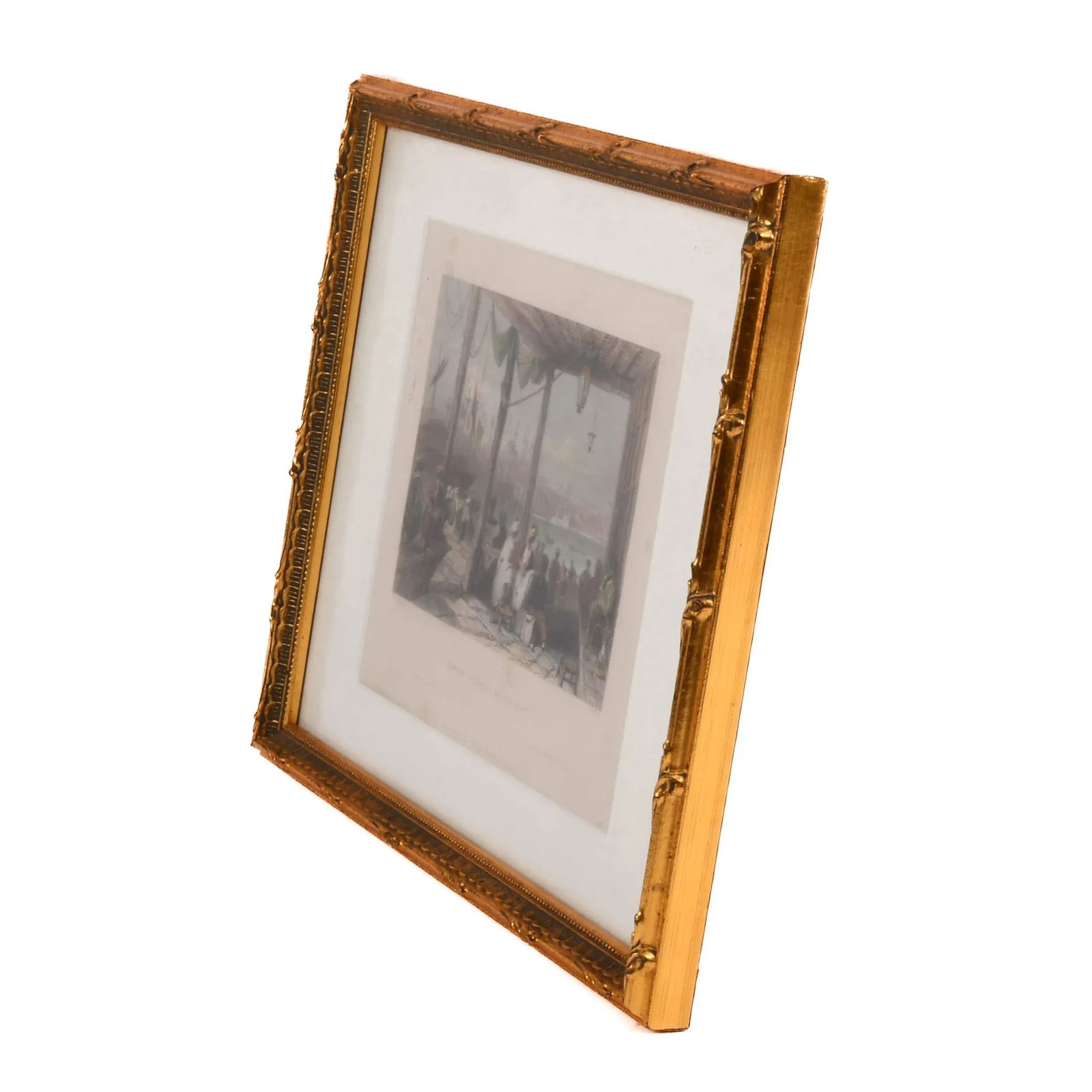 Antique Hand-Colored "Coffee Kiosque on the Port" Print - 4