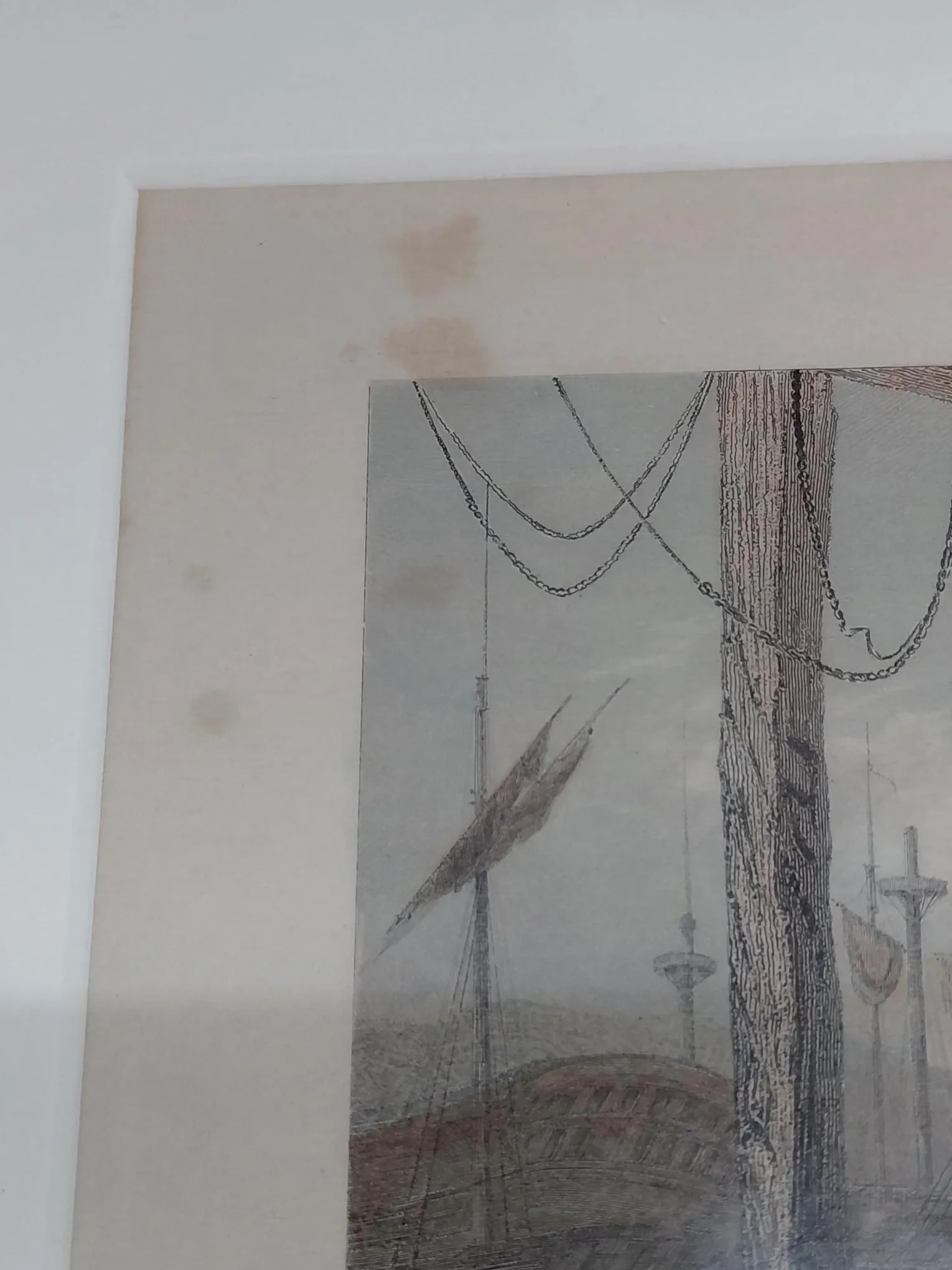 Antique Hand-Colored "Coffee Kiosque on the Port" Print - 7