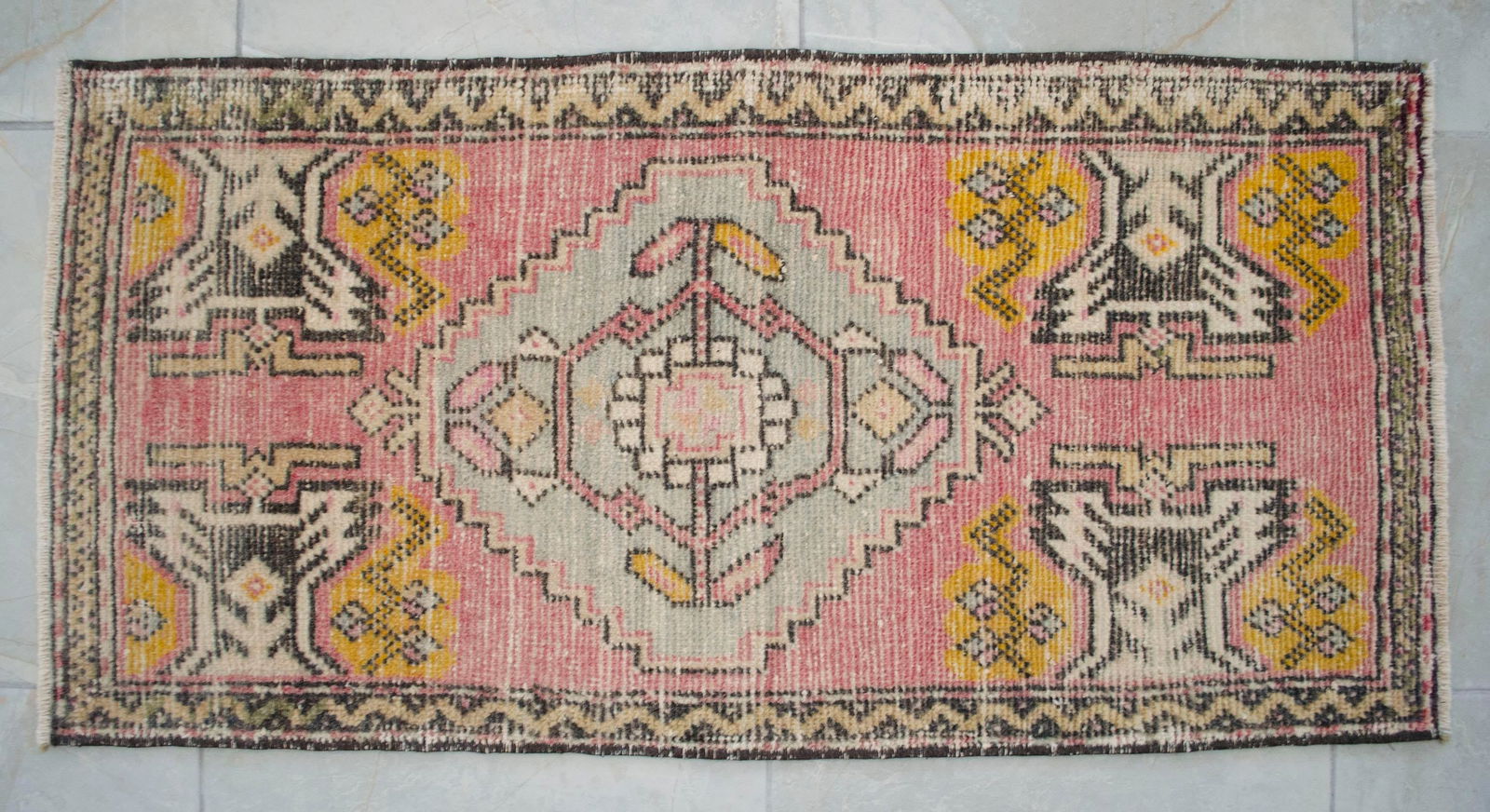 Hand Knotted Door Mat, Entryway Rug, Bath Mat, Kitchen Decor, Small Rug, Turkish Rug - 1"² - 10