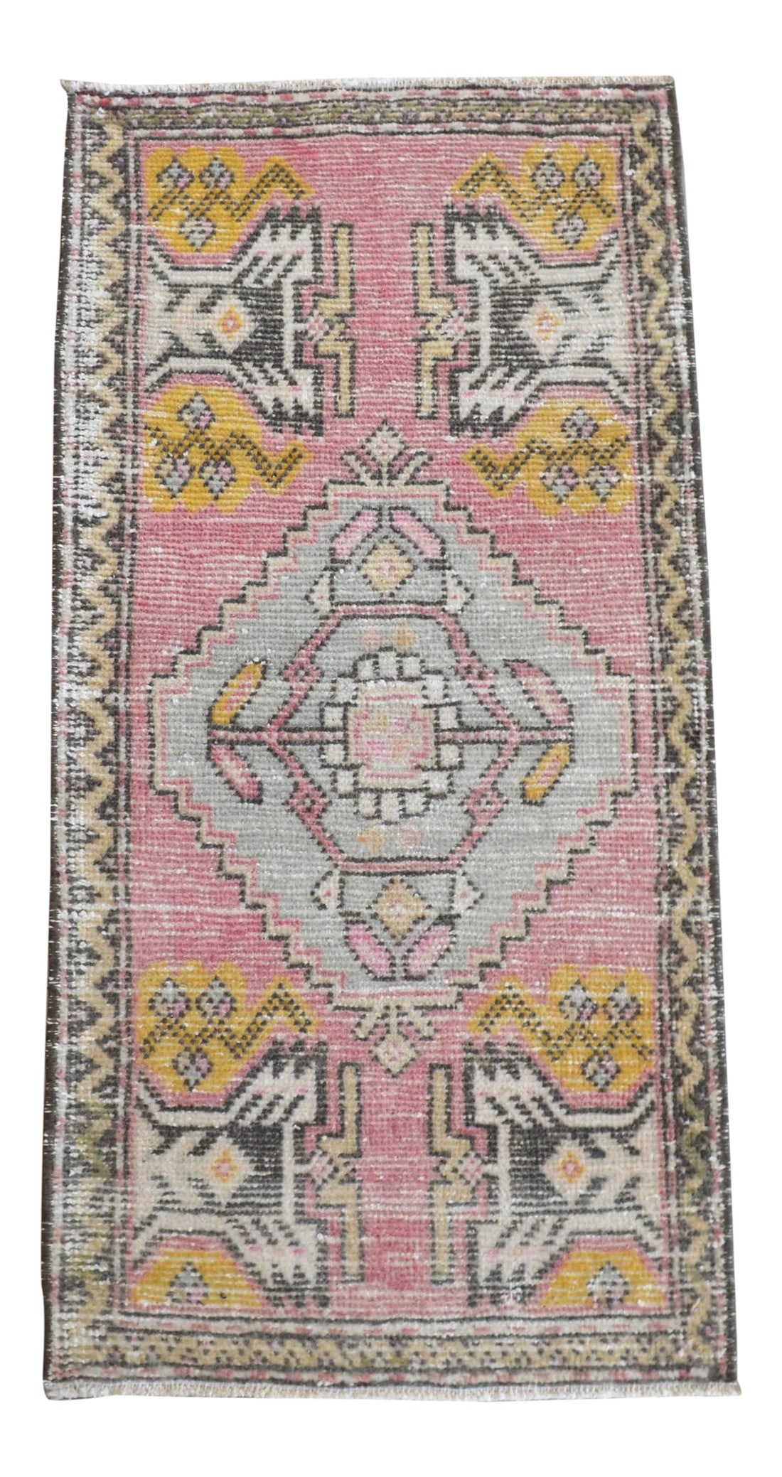 Hand Knotted Door Mat, Entryway Rug, Bath Mat, Kitchen Decor, Small Rug, Turkish Rug - 1"²: Hand Knotted Door Mat, Entryway Rug, Bath Mat, Kitchen Decor, Small Rug, Laundry Decor Dimensions: 19.29" x 38.97" or 1 ft 7 in Ã— 3 ft 3 in Material : Wool on cotton. Background color: