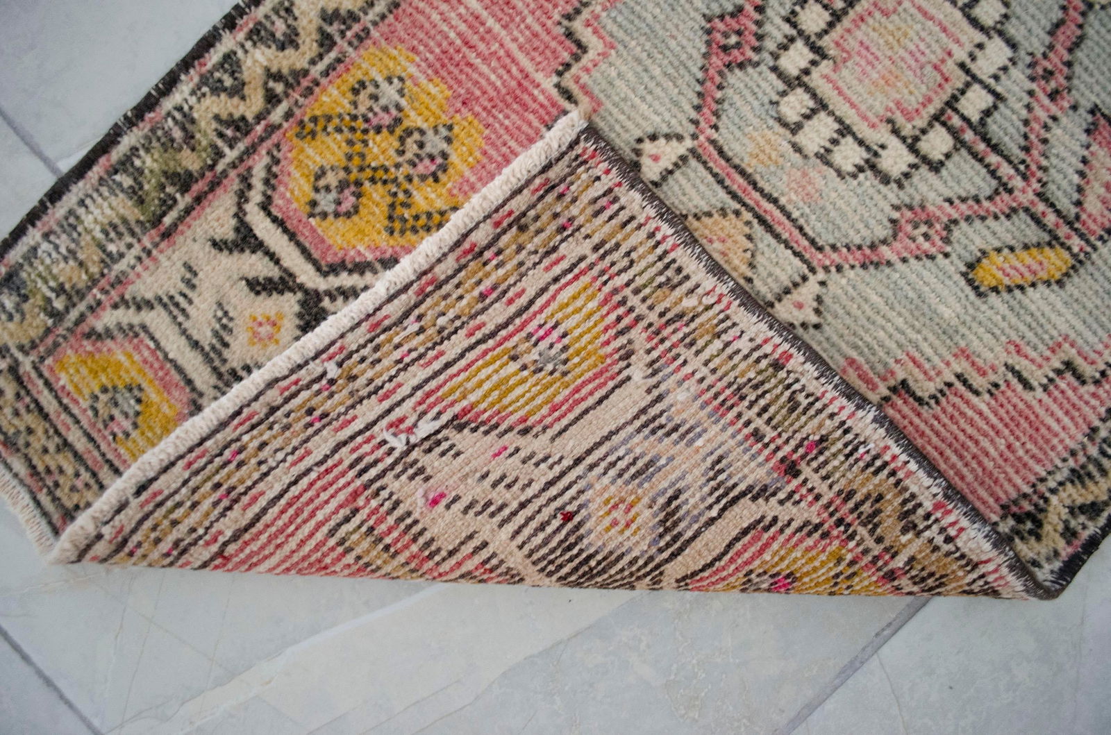 Hand Knotted Door Mat, Entryway Rug, Bath Mat, Kitchen Decor, Small Rug, Turkish Rug - 1"² - 9