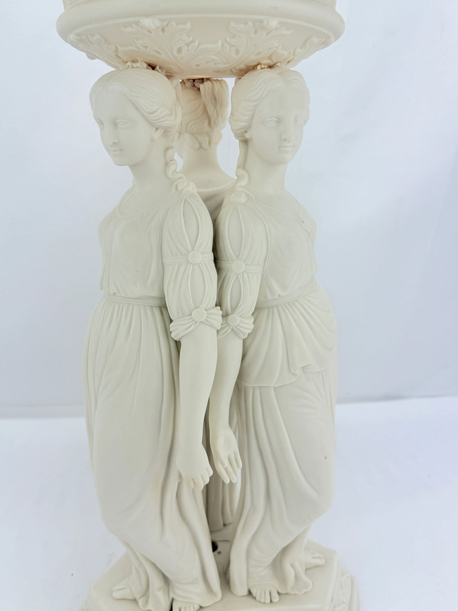19th Century, Copeland Neoclassical Parianware "3 Graces" Centerpiece C. 1880 - 10