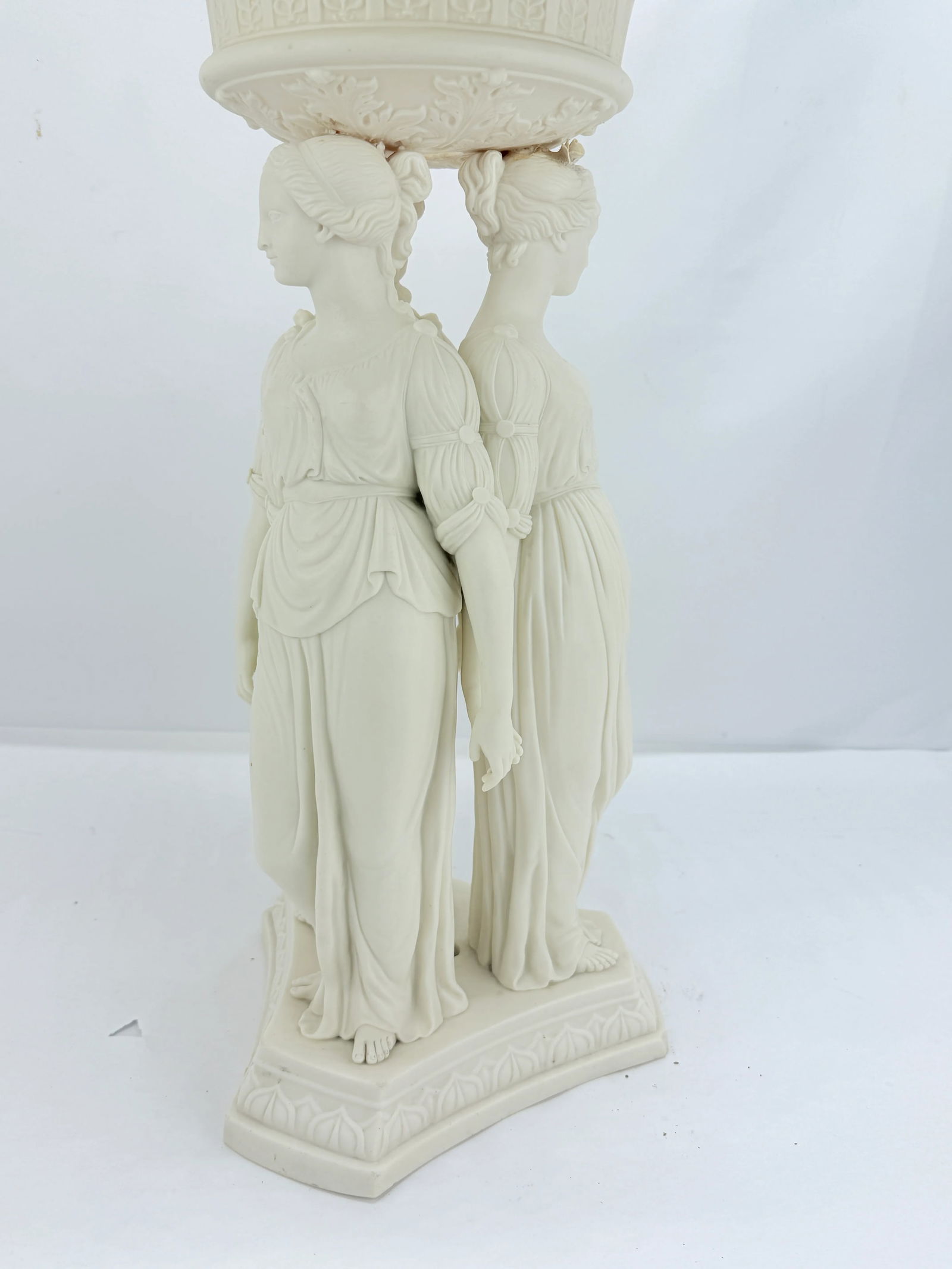 19th Century, Copeland Neoclassical Parianware "3 Graces" Centerpiece C. 1880 - 13