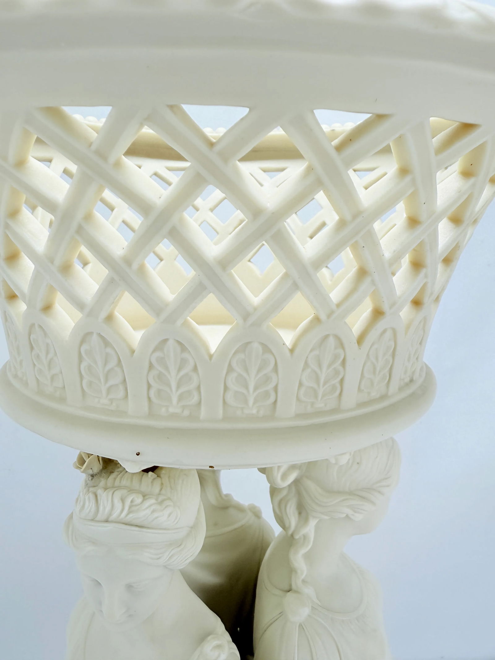 19th Century, Copeland Neoclassical Parianware "3 Graces" Centerpiece C. 1880 - 14