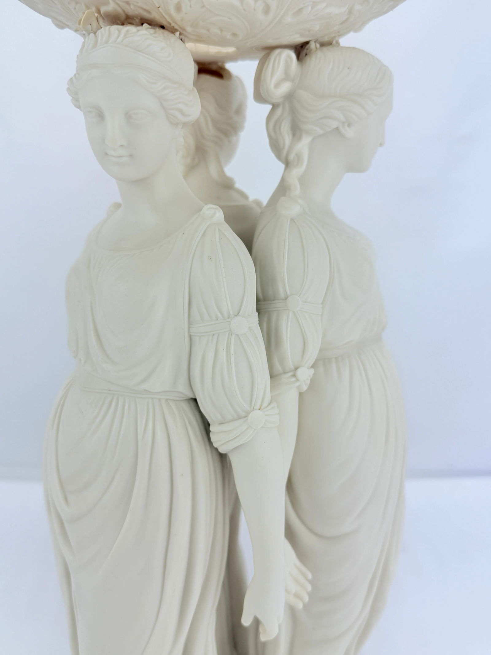 19th Century, Copeland Neoclassical Parianware "3 Graces" Centerpiece C. 1880 - 16