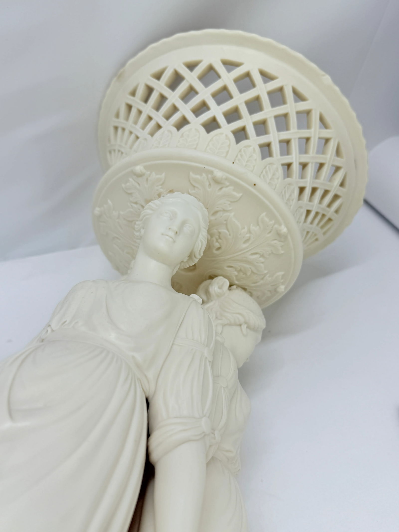 19th Century, Copeland Neoclassical Parianware "3 Graces" Centerpiece C. 1880 - 18