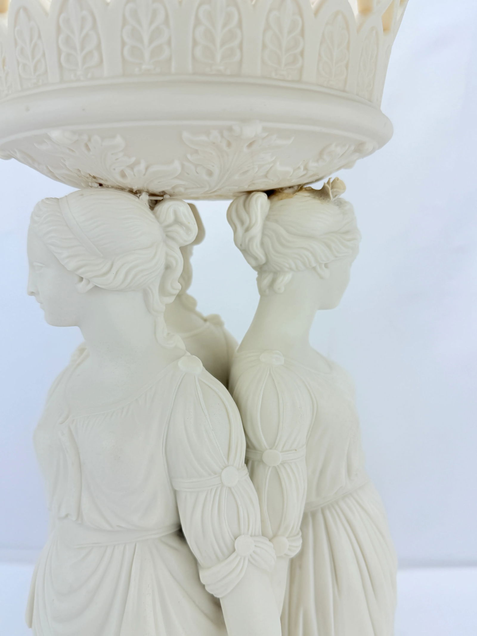 19th Century, Copeland Neoclassical Parianware "3 Graces" Centerpiece C. 1880 - 7