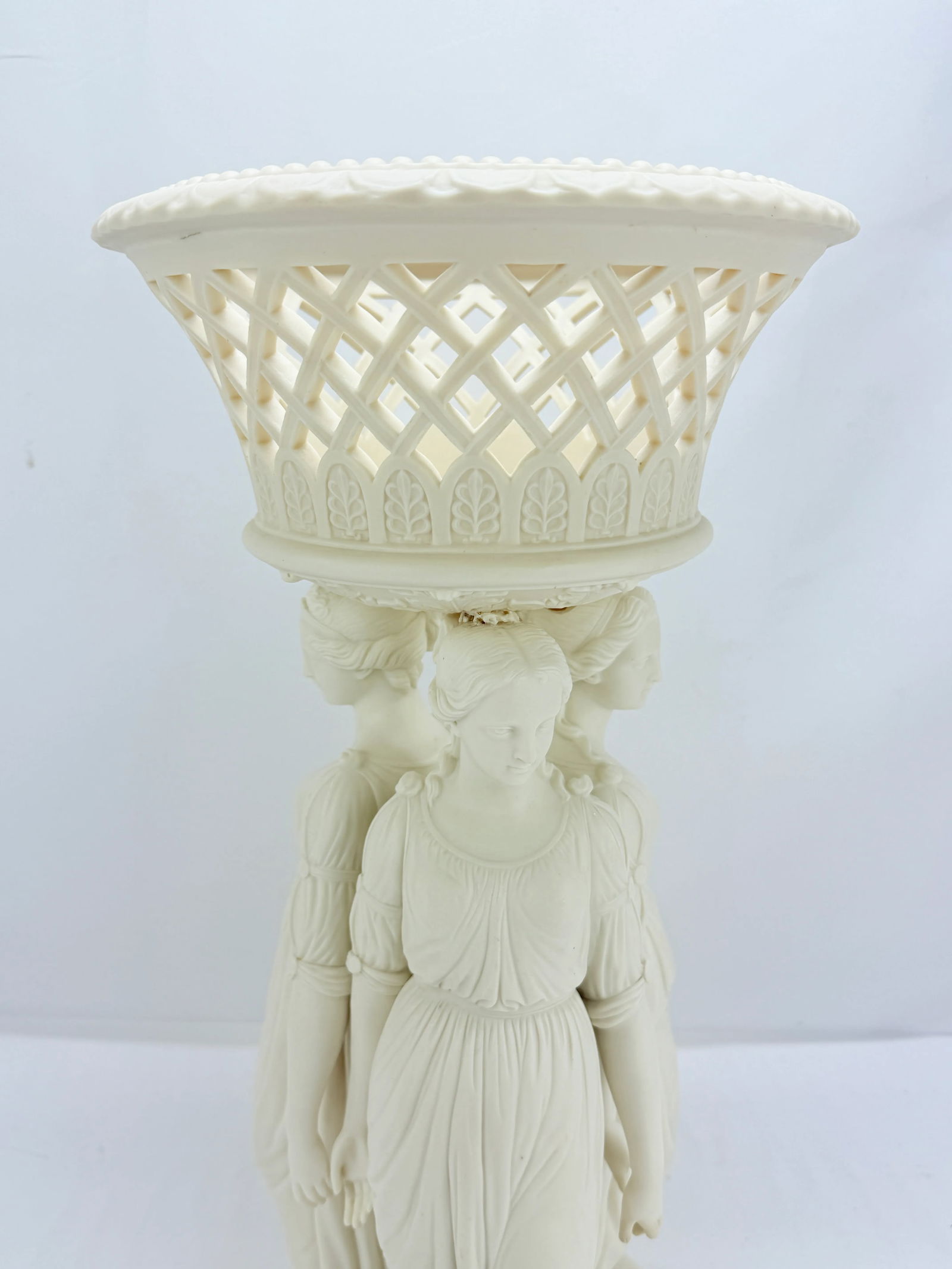 19th Century, Copeland Neoclassical Parianware "3 Graces" Centerpiece C. 1880 - 8