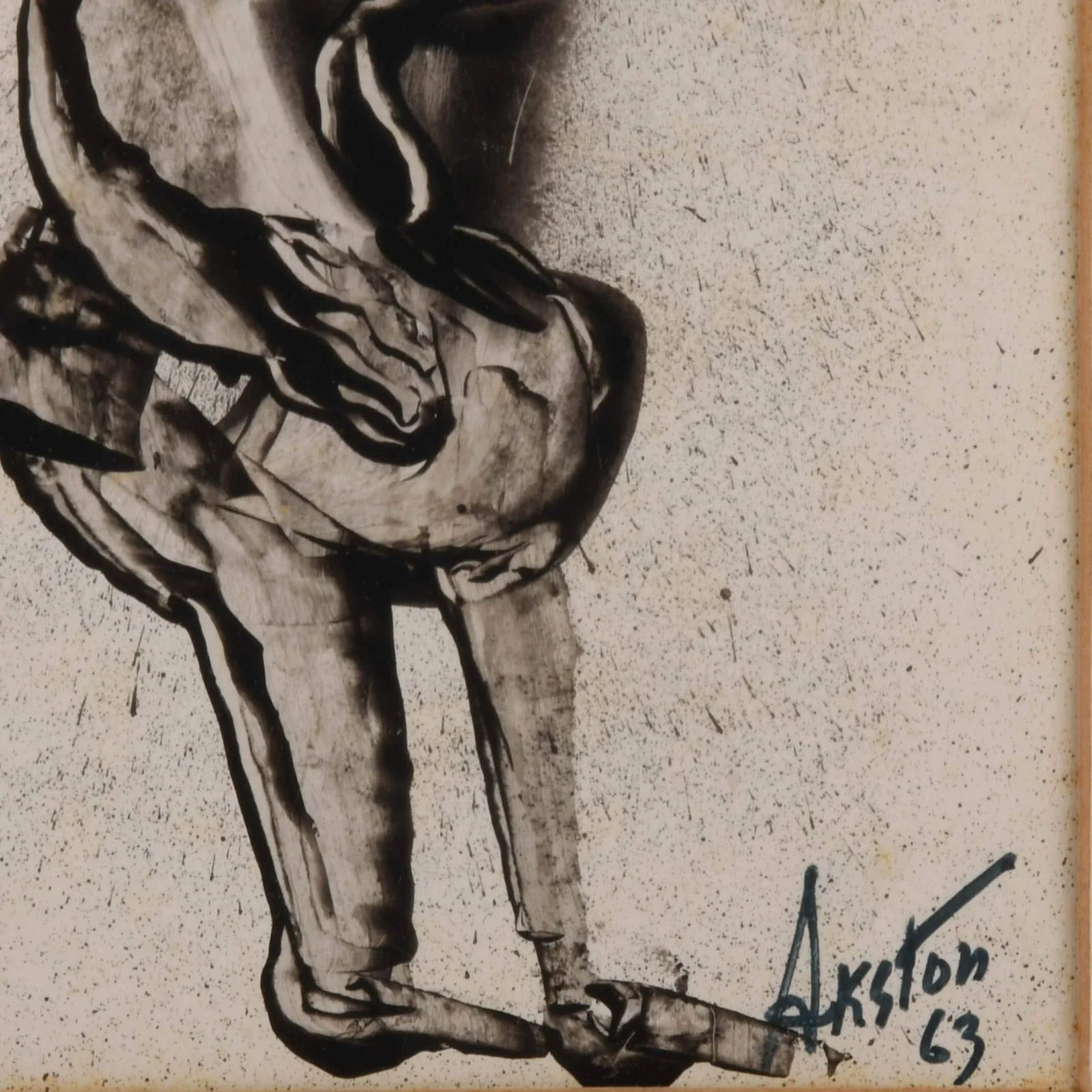 Framed Signed J. Akston "Untitled, 1963" Acrylic on Paper Painting - 4