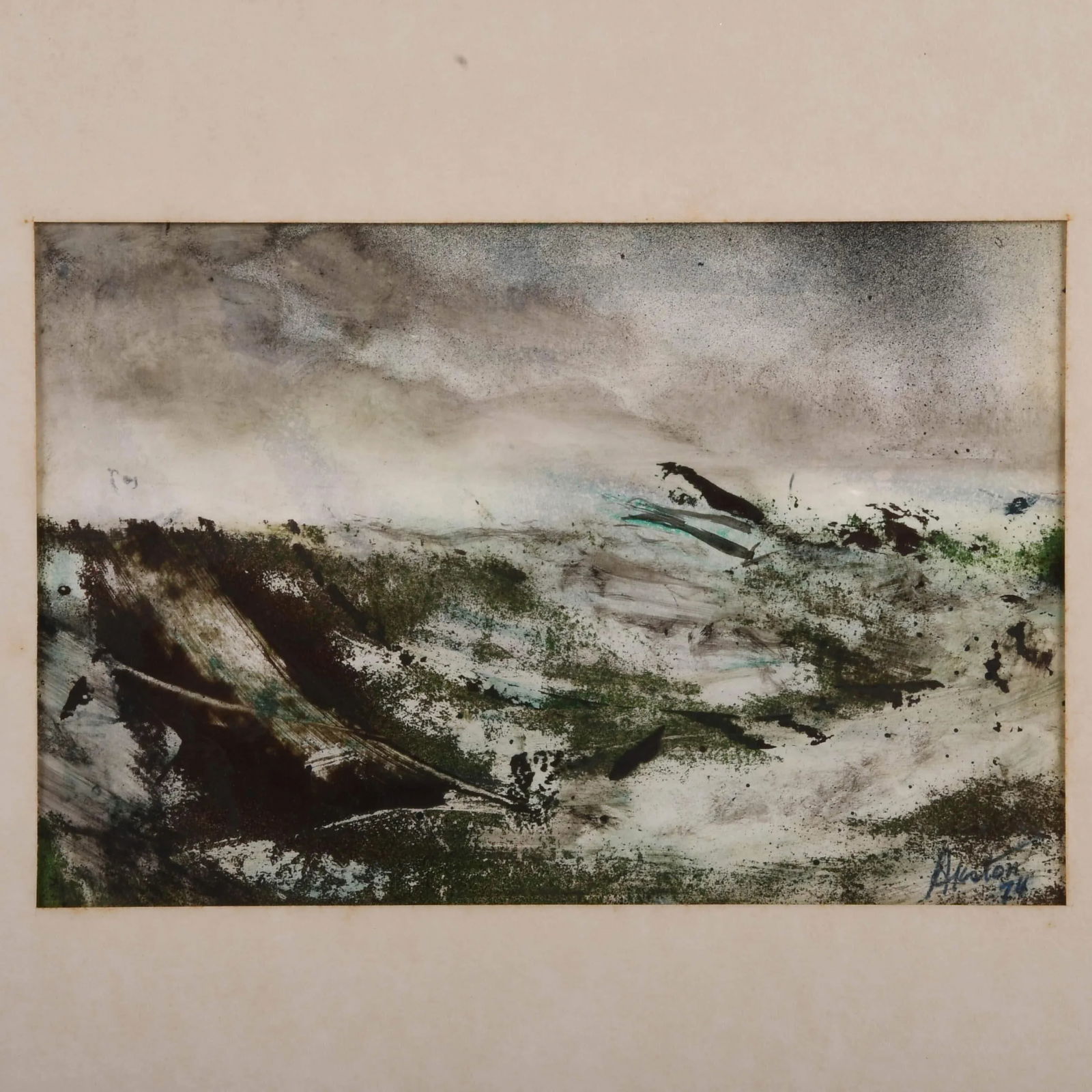 Framed Signed J. Akston "Wreckage on the High Sea, 1974" Acrylic & Oil on Paper - 2