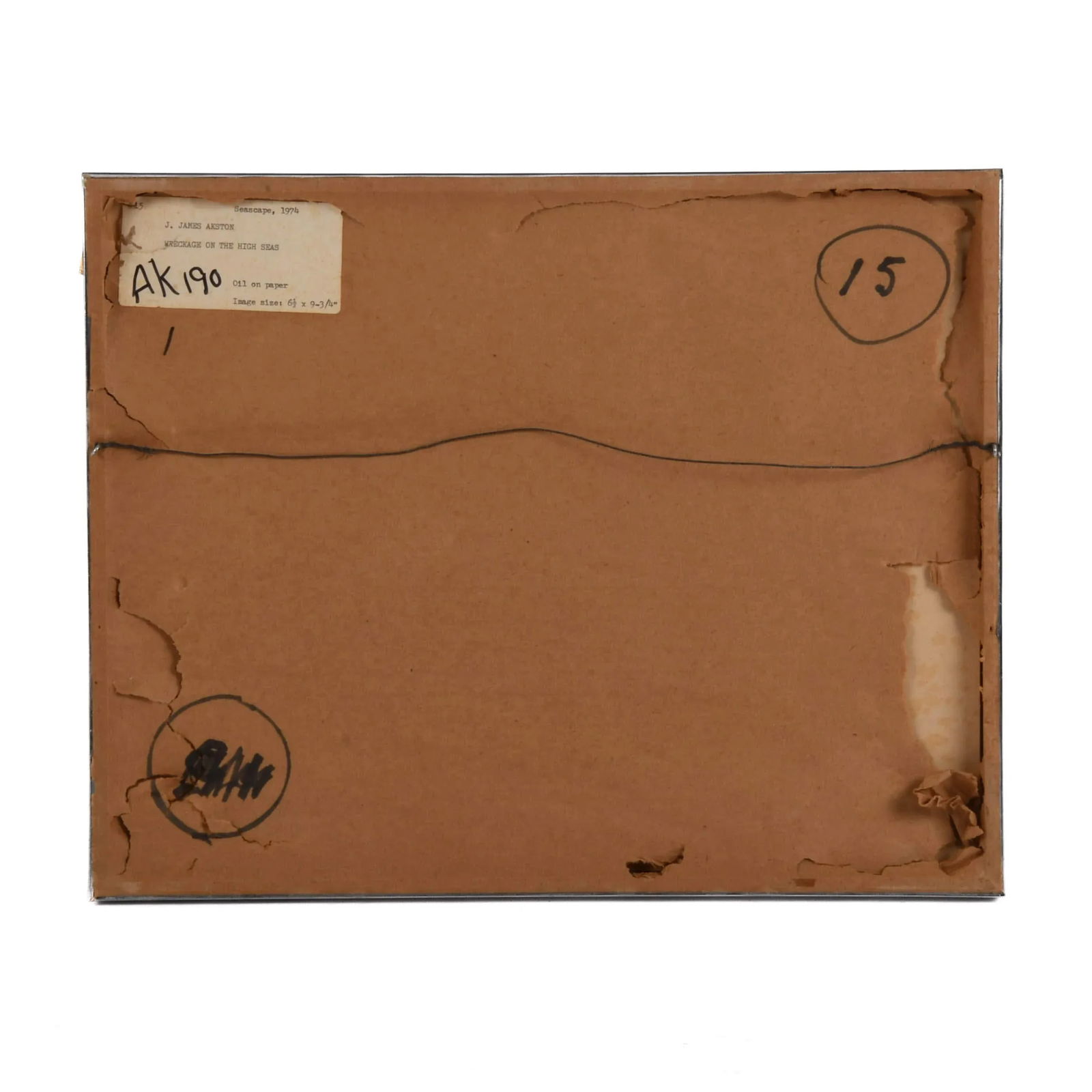 Framed Signed J. Akston "Wreckage on the High Sea, 1974" Acrylic & Oil on Paper - 6