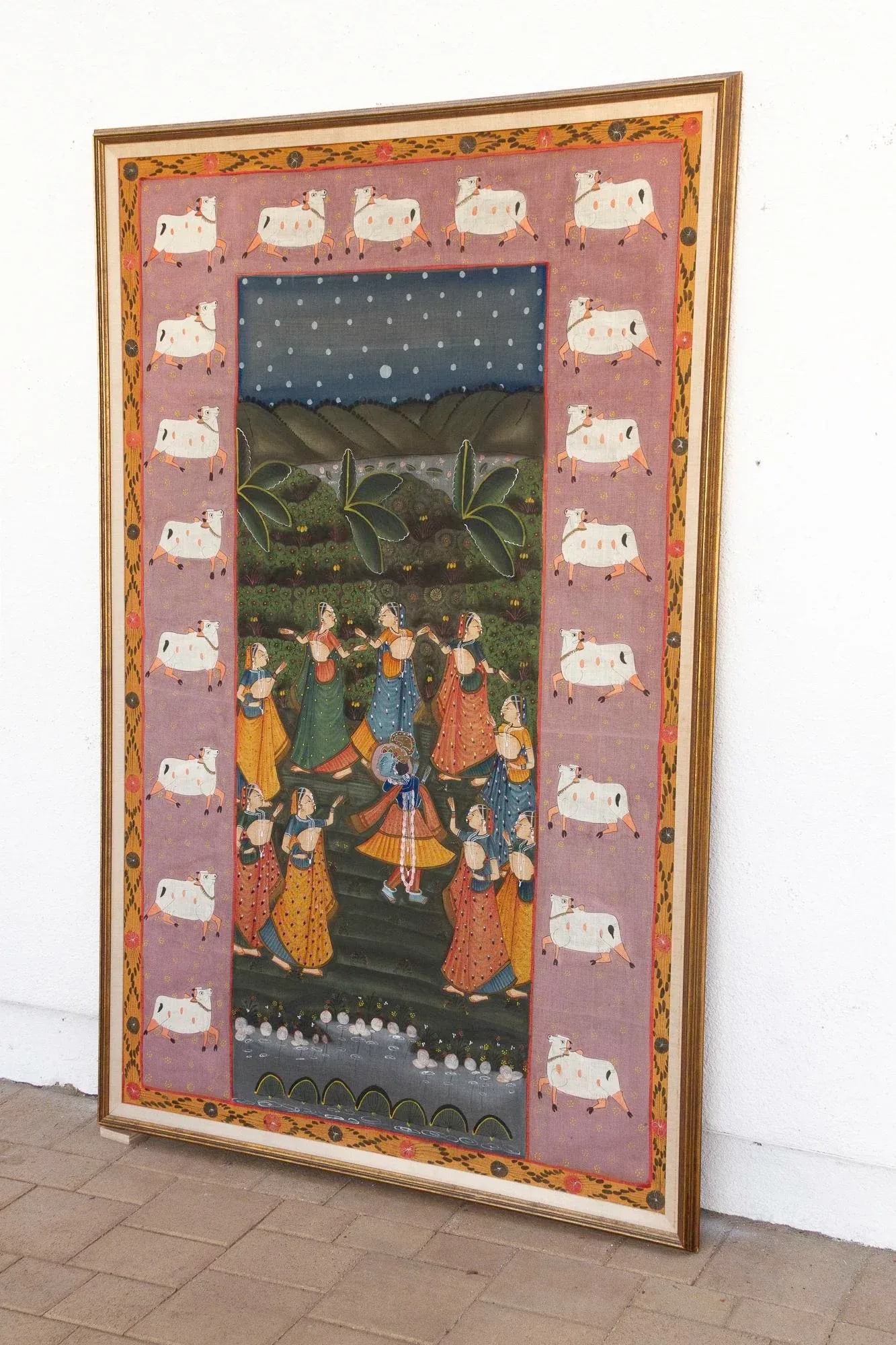 Large Indian Divine Art, Krishna's Cosmic Dance - 12