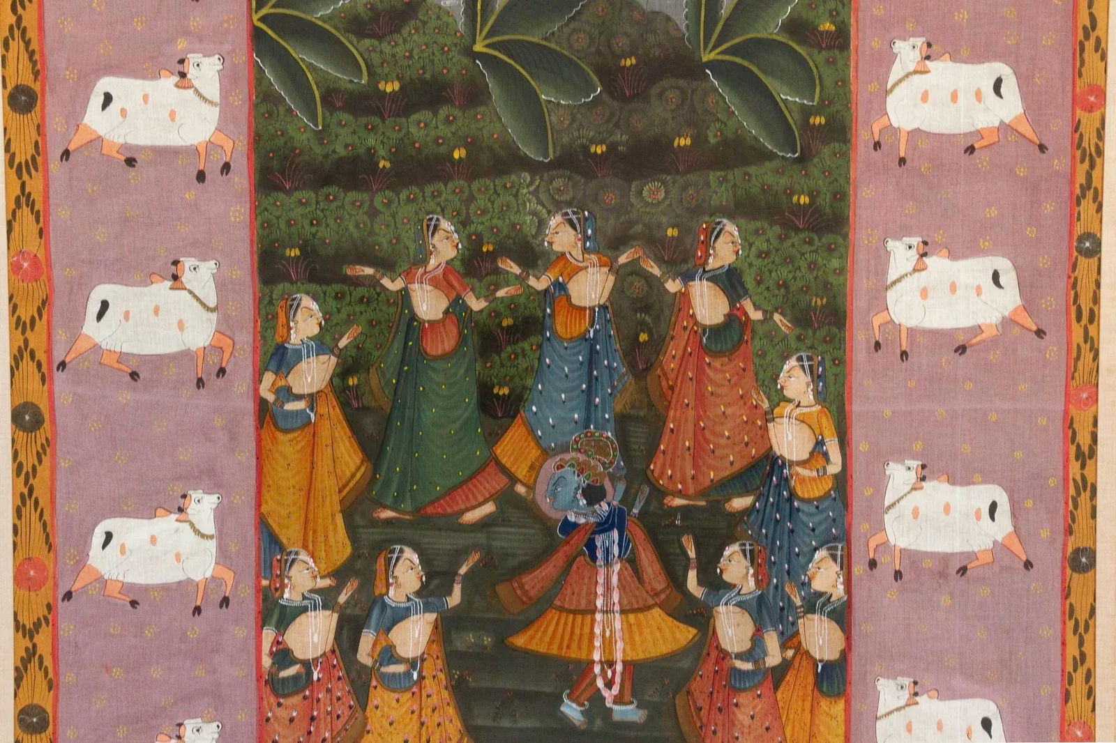 Large Indian Divine Art, Krishna's Cosmic Dance - 5