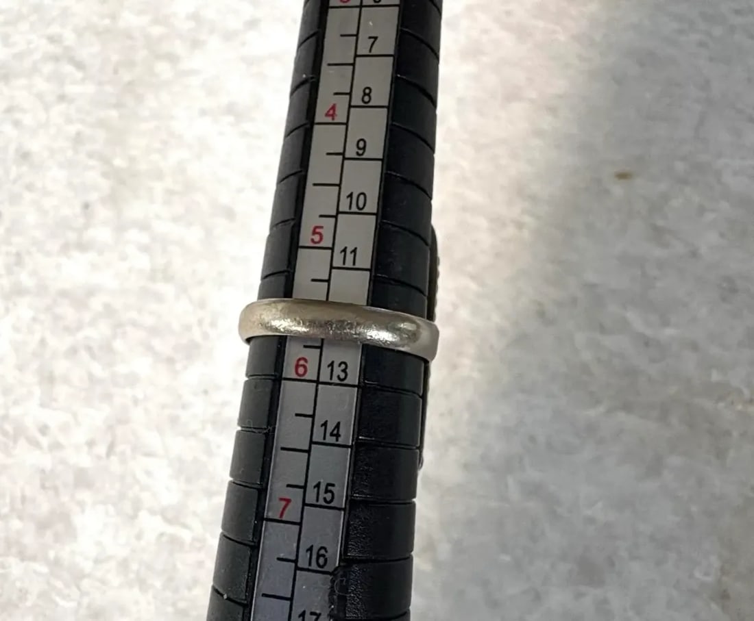 Vintage Aztec Carved Green Onyx and Sterling Silver Ring - Stamped, Size 5.75 - 3