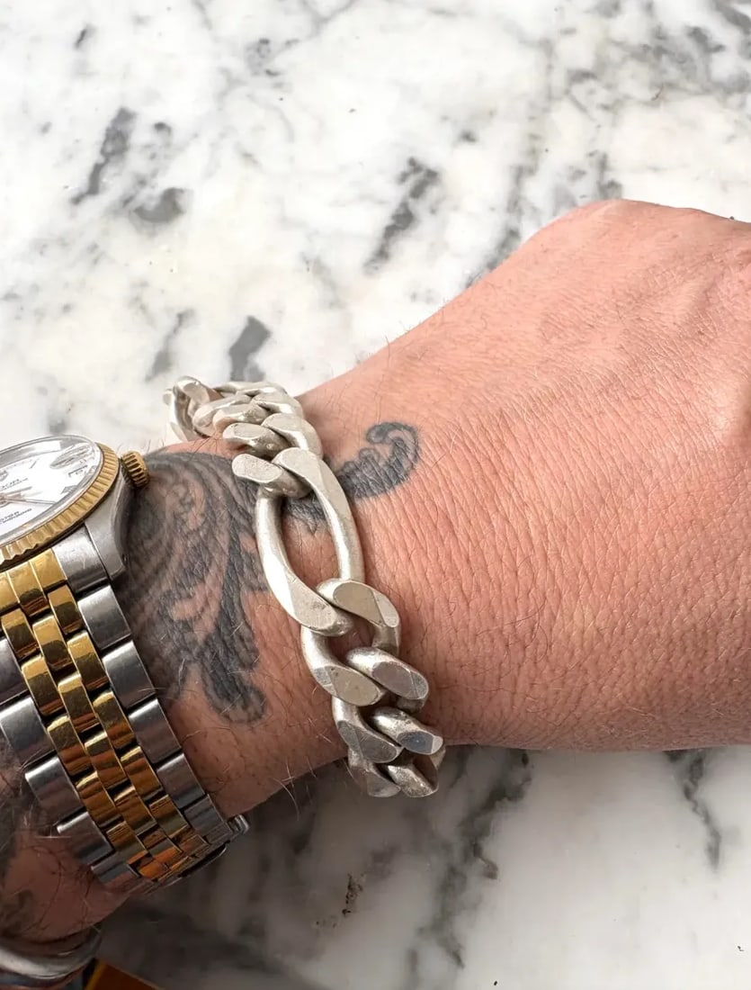 Vintage Italian Sterling Silver Link Bracelet - Stamped 925 - 2