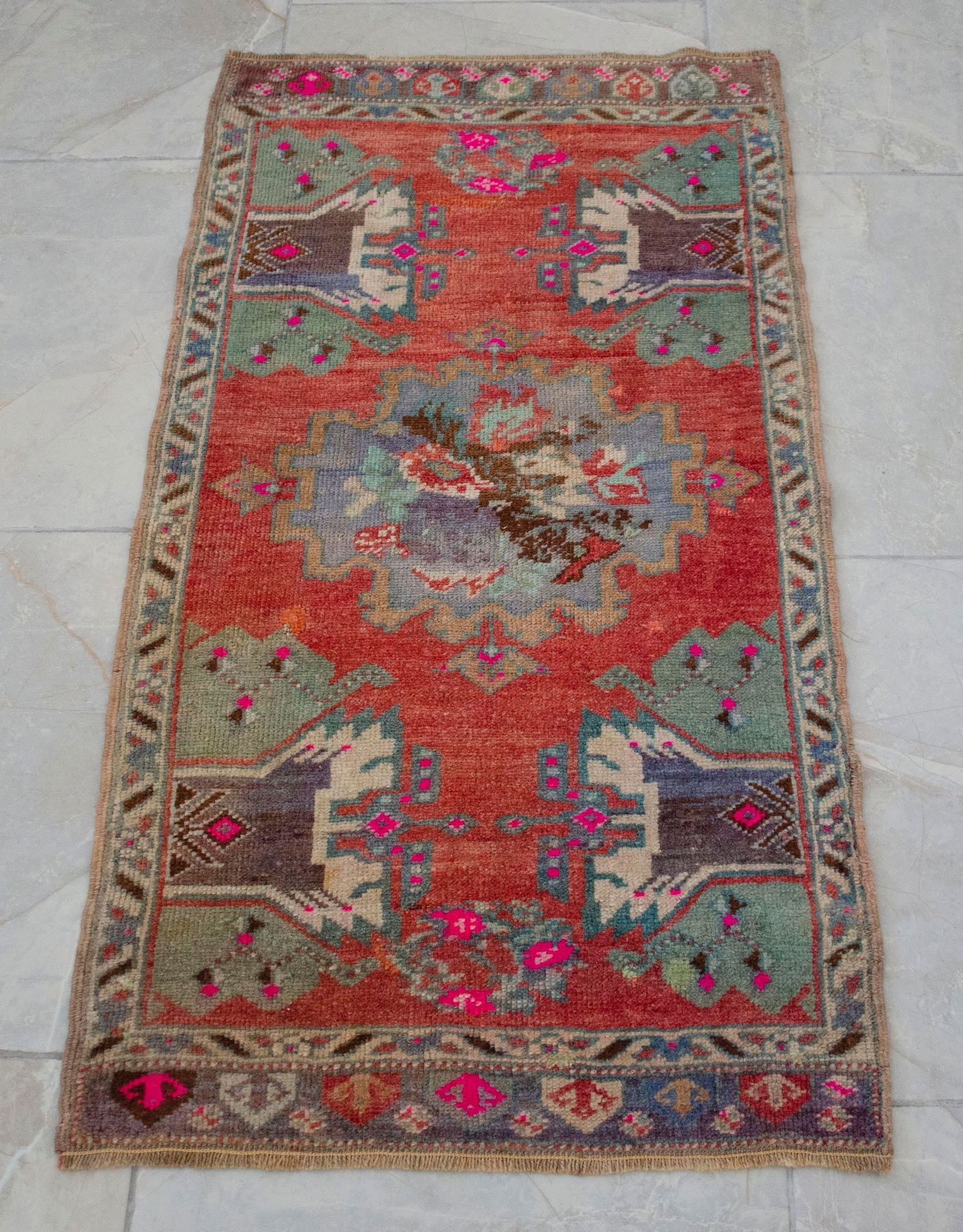 Hand Knotted Door Mat, Entryway Rug, Bath Mat, Kitchen Decor, Small Rug, Turkish Rug - 1"² - 13