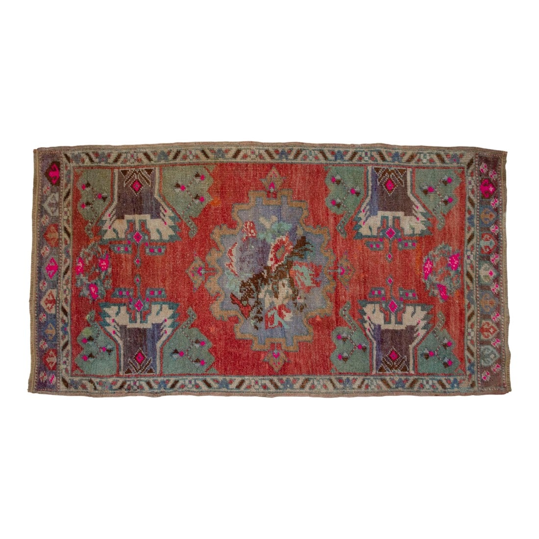 Hand Knotted Door Mat, Entryway Rug, Bath Mat, Kitchen Decor, Small Rug, Turkish Rug - 1"²: Vintage Turkish Hand-Knotted Small Rug from Konya, 1970, featuring warm terracotta tones and authentic village craftsmanship â€” clean, ready to place, perfect for kitchen counters