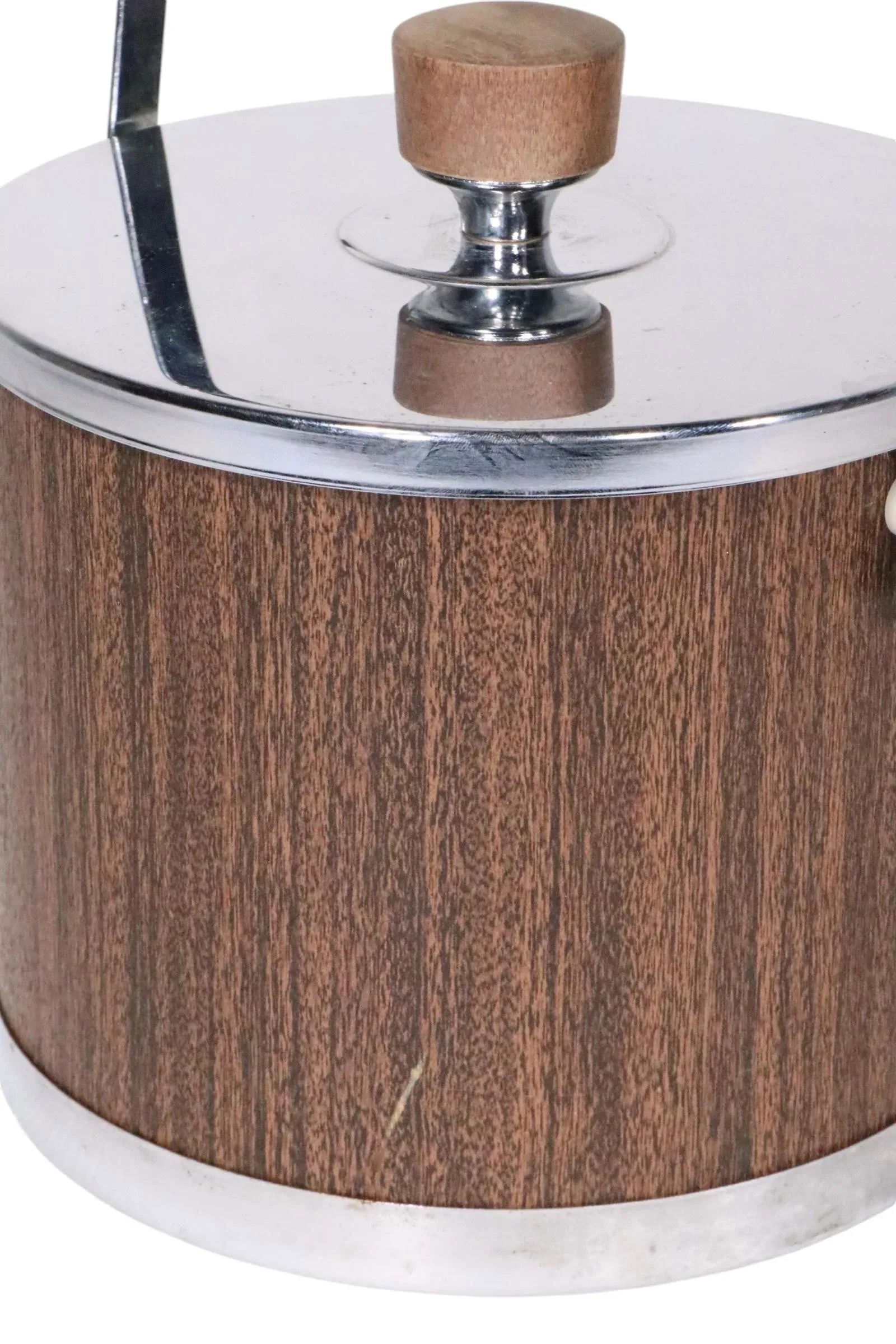 Mid 20th Century Mid Century Atapco Faux Wood and Chrome Ice Bucket - 10