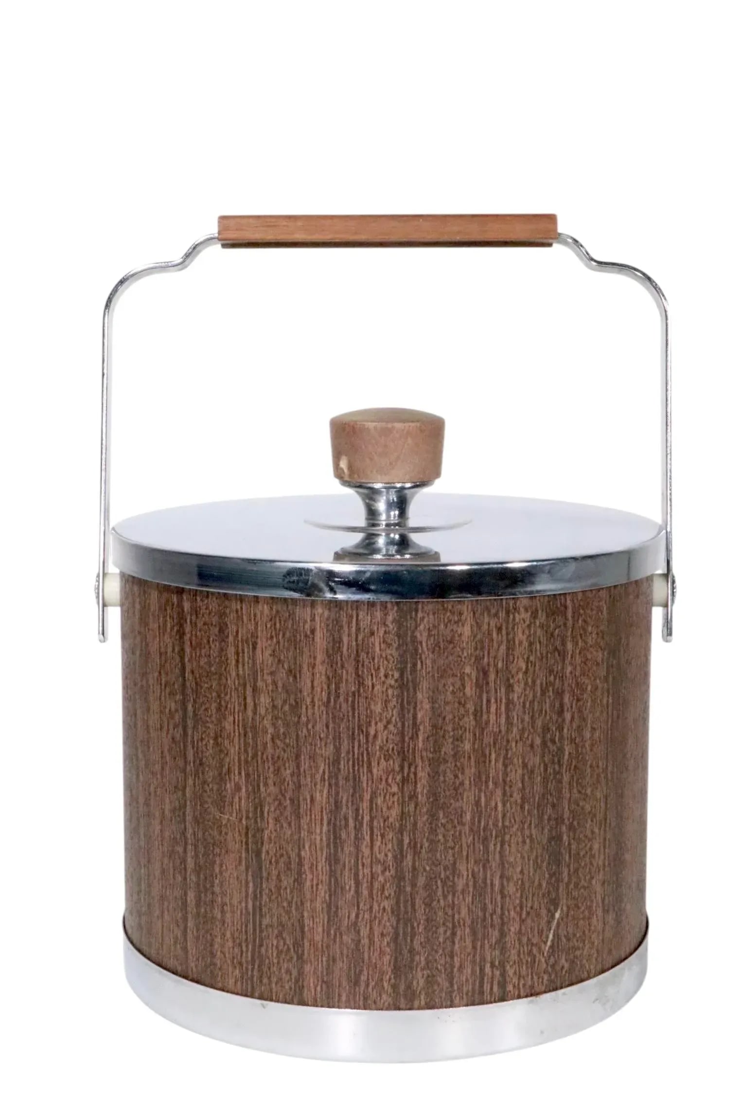 Mid 20th Century Mid Century Atapco Faux Wood and Chrome Ice Bucket - 5