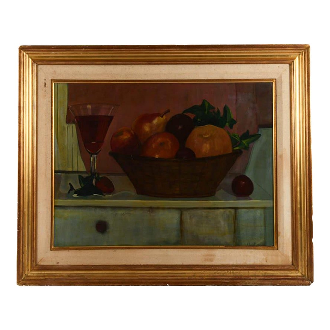 Framed Signed E. Crosatto Oil on Canvas "Naturaleza Muerta": This Framed Signed E. Crosatto Oil on Canvas "Naturaleza Muerta" is a charming and classic still life that captures the warmth and richness of a simple domestic scene. At the heart of the composition