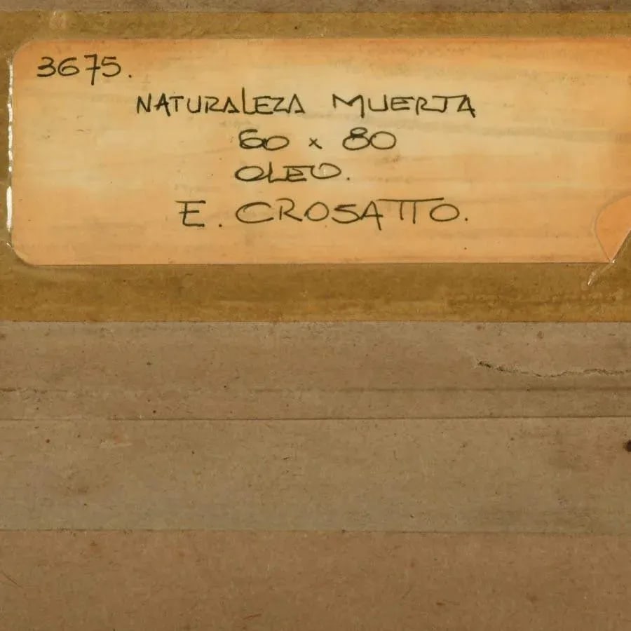 Framed Signed E. Crosatto Oil on Canvas "Naturaleza Muerta" - 6