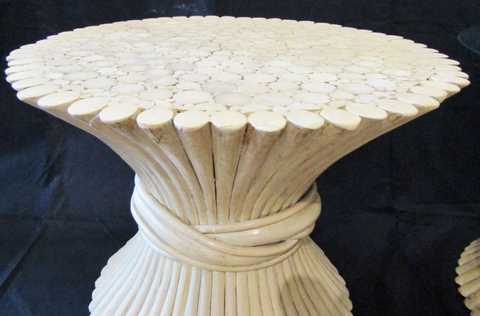 Matched Pair Bamboo Haystack Side Tables Attributed to McGuire Circa 1970s - 7