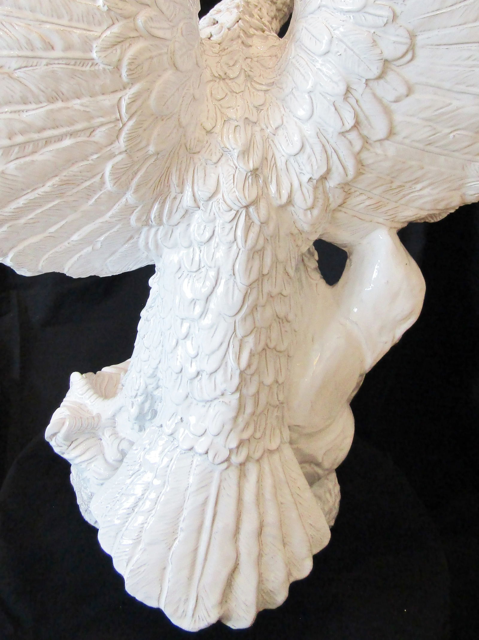 Monumental Italian White Glazed Terra Cotta Eagle Sculpture Circa 1960s - 12
