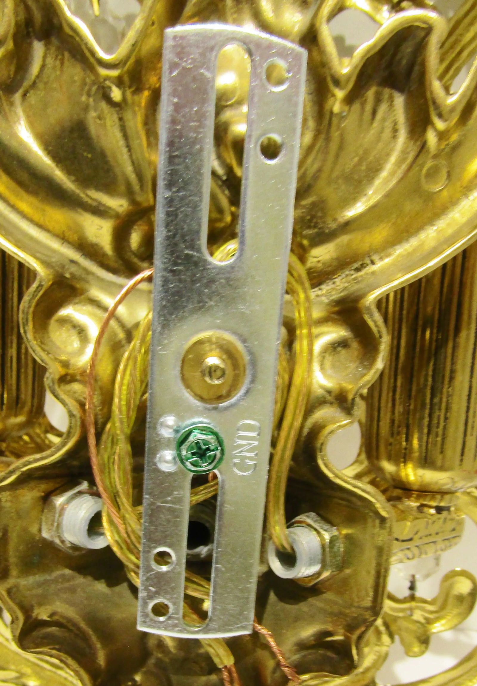 Matched Pair Brass and Crystal Peacock Electric Sconces Circa 1970s - 13