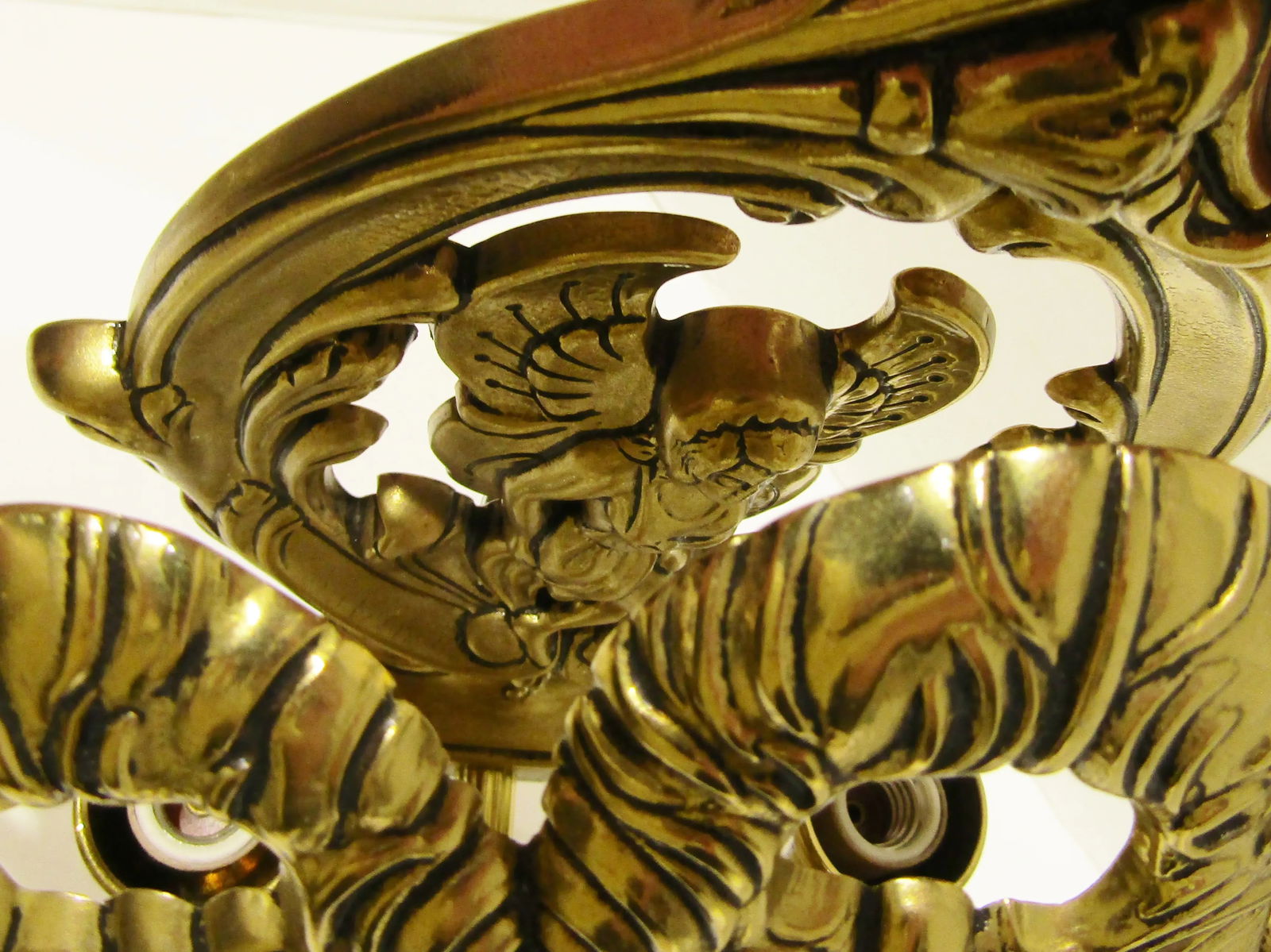 Matched Pair Brass and Crystal Peacock Electric Sconces Circa 1970s - 15