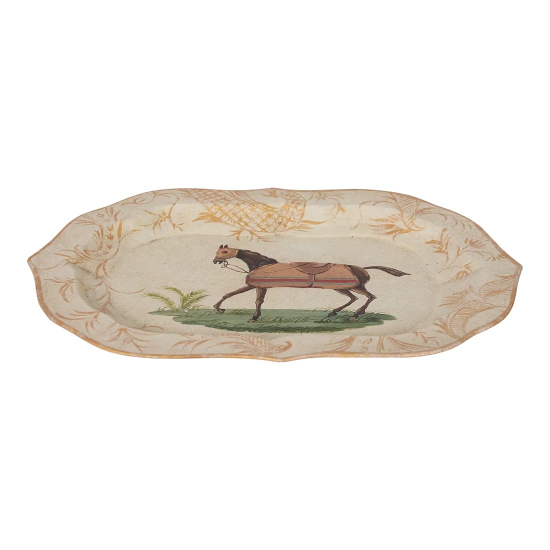 Vintage White Hand PaintedClassical Horse Patterned Plate/Tray (1 of 5)