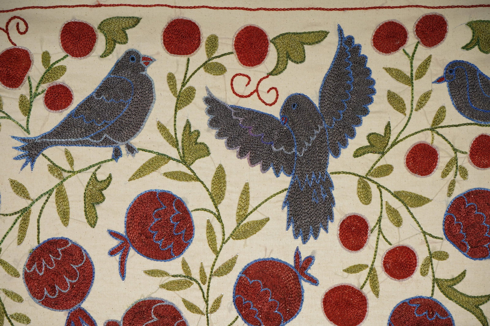 Decorative Suzani Embroidered Cotton Cloth - 7