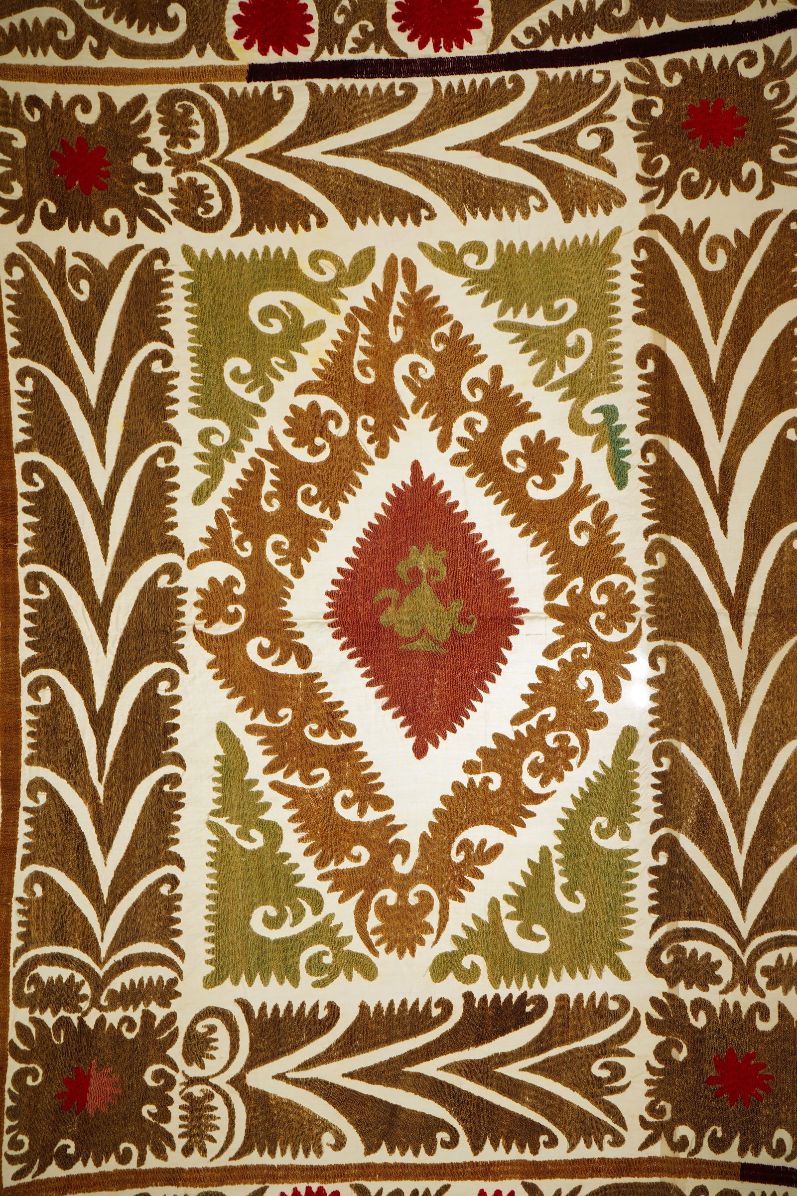 Suzani Table Cover - Beige Tribal Embroidery - 3