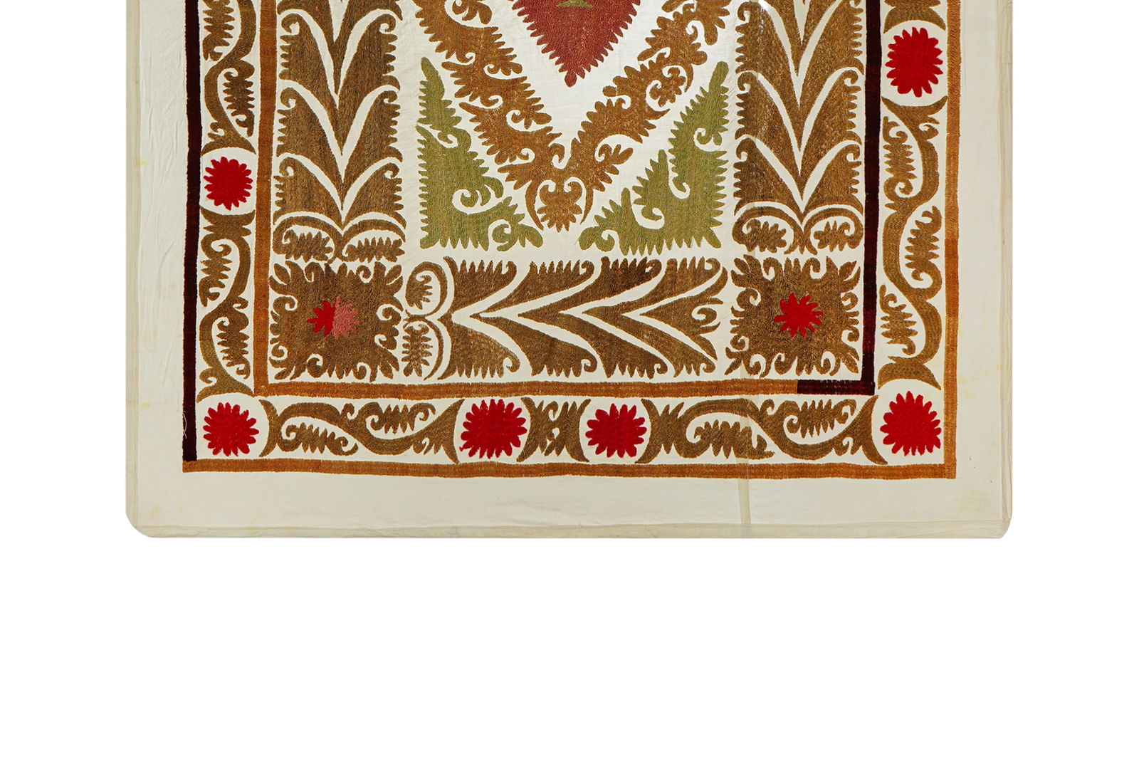 Suzani Table Cover - Beige Tribal Embroidery - 4