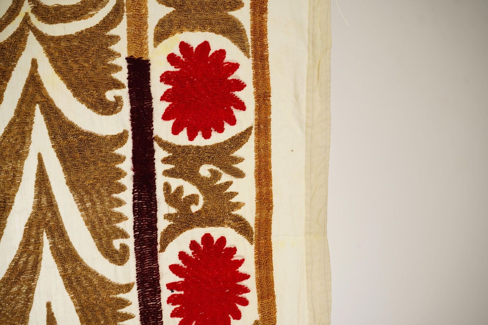 Suzani Table Cover - Beige Tribal Embroidery - 5