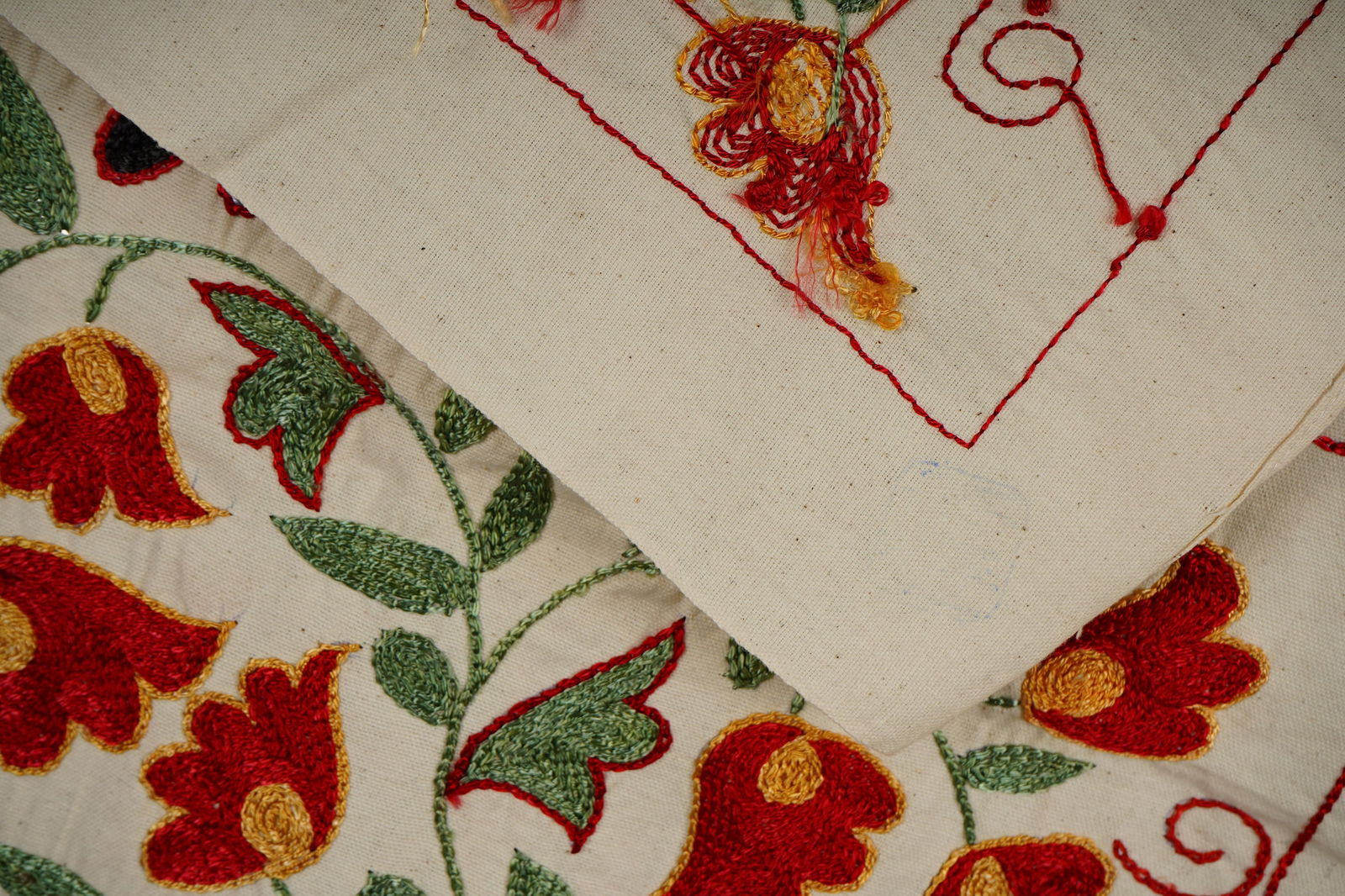 Suzani Embroidered Wall Hanging With Bird & Duck - 8