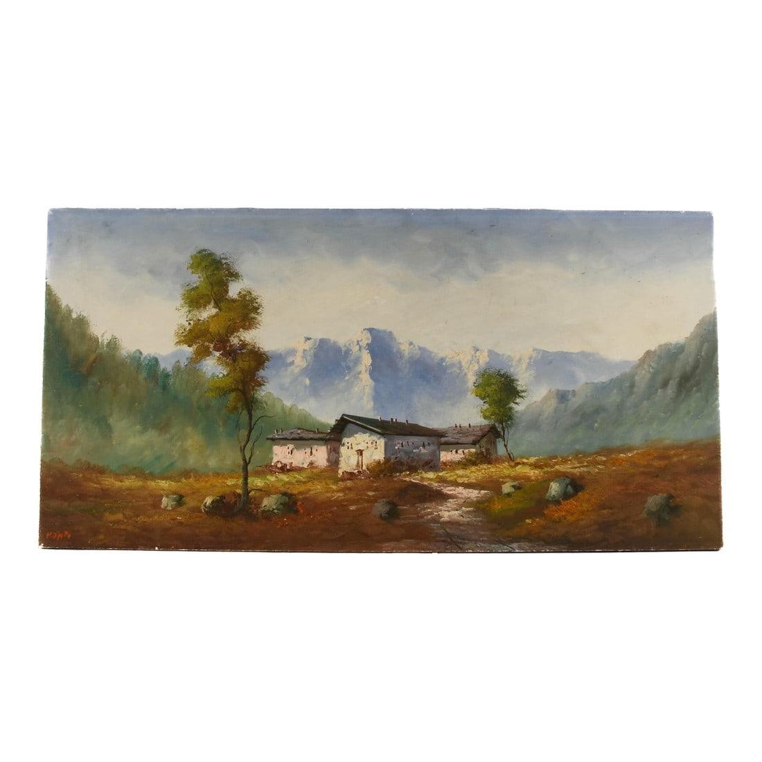 Signed Monti "Hillside Houses" Oil on Canvas (1 of 14)