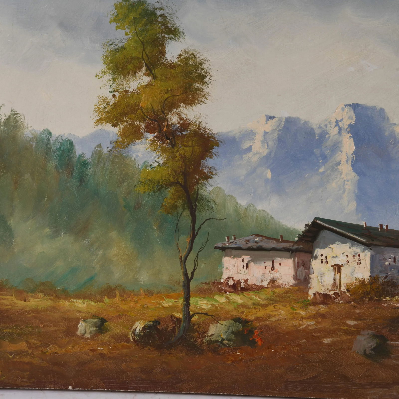 Signed Monti "Hillside Houses" Oil on Canvas - 3
