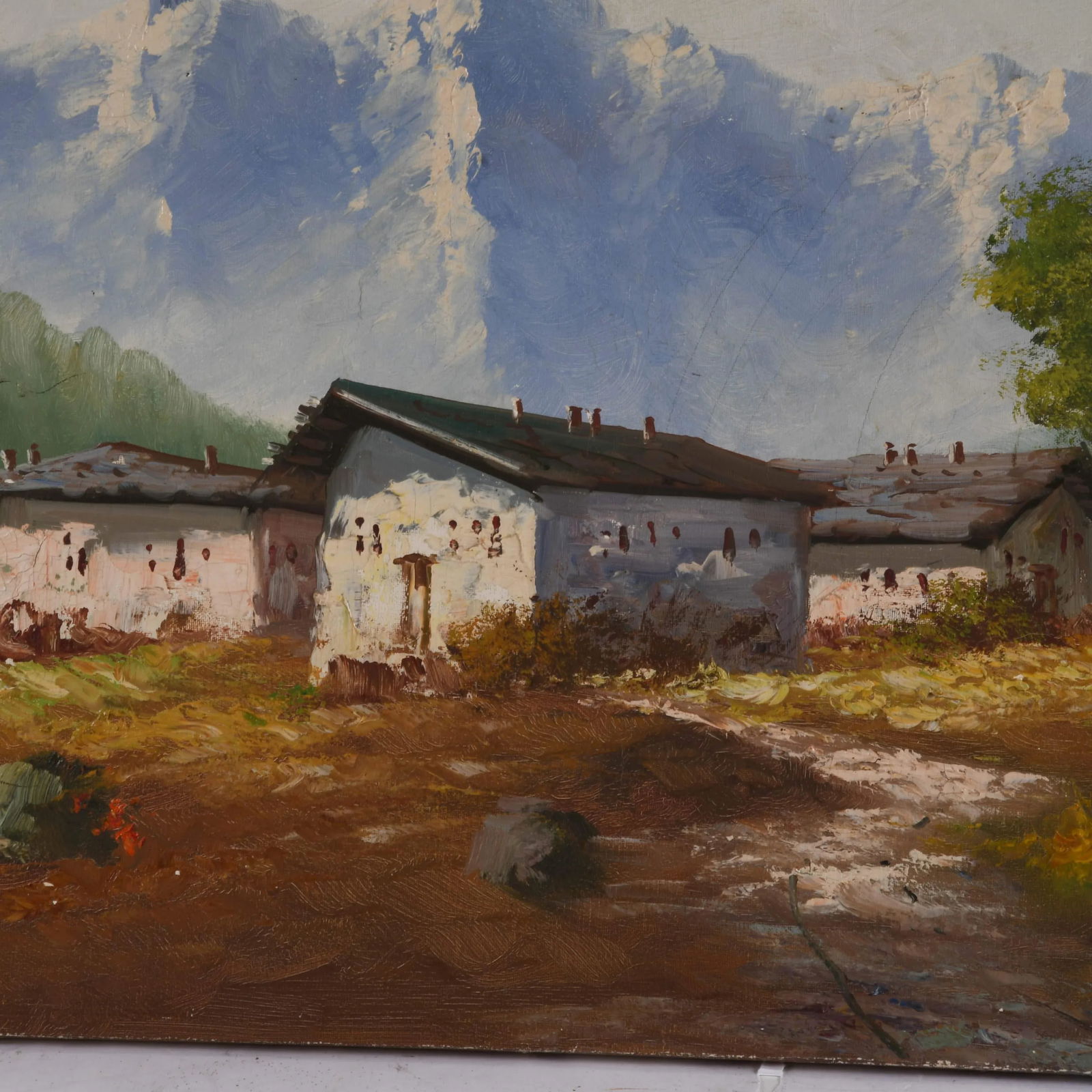 Signed Monti "Hillside Houses" Oil on Canvas - 4