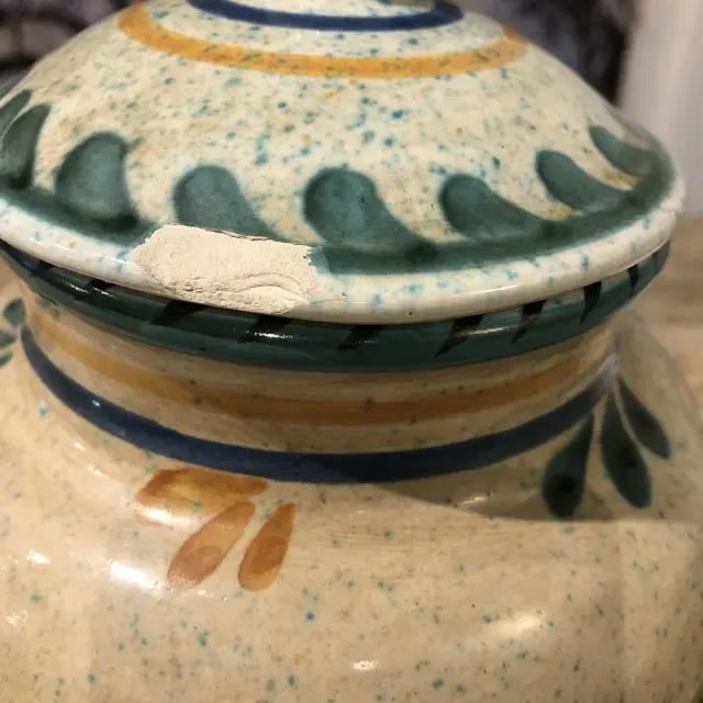 1990s Italian Hand Painted Ceramic Canister - a Pair - 10