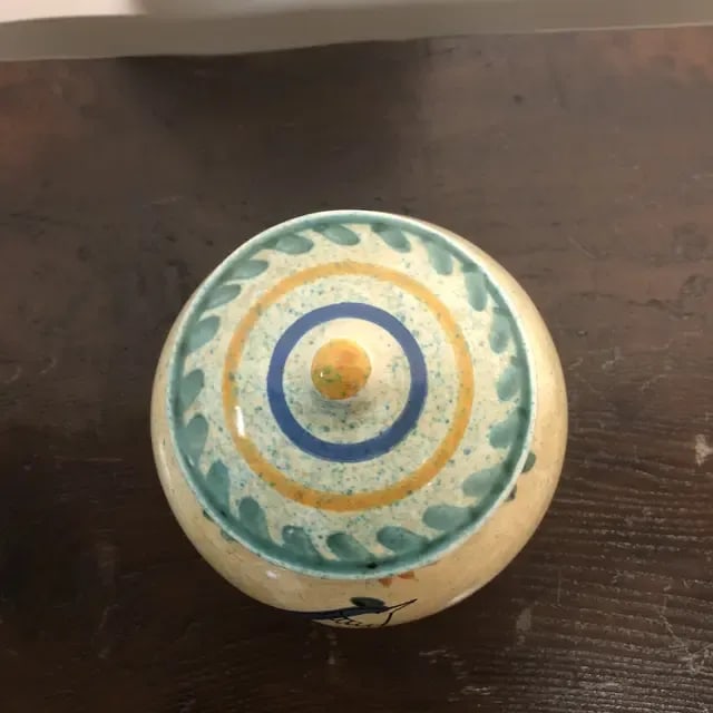 1990s Italian Hand Painted Ceramic Canister - a Pair - 4