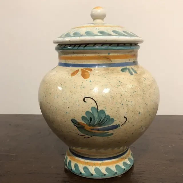 1990s Italian Hand Painted Ceramic Canister - a Pair - 5