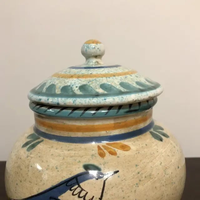 1990s Italian Hand Painted Ceramic Canister - a Pair - 9