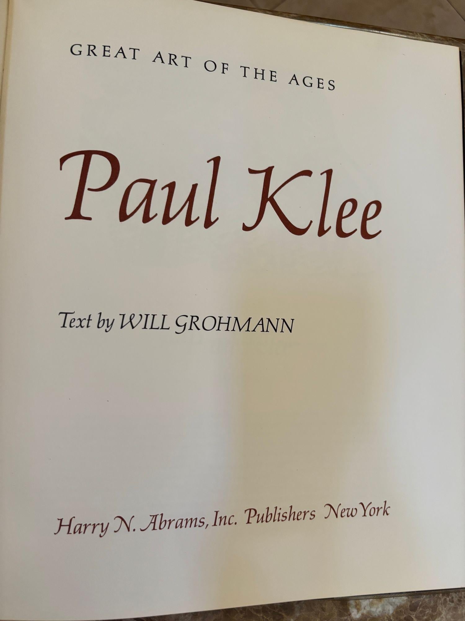 Paul Klee Great Art of the Ages by Will Grohmann, 1969 Abrams Hardcover - 5