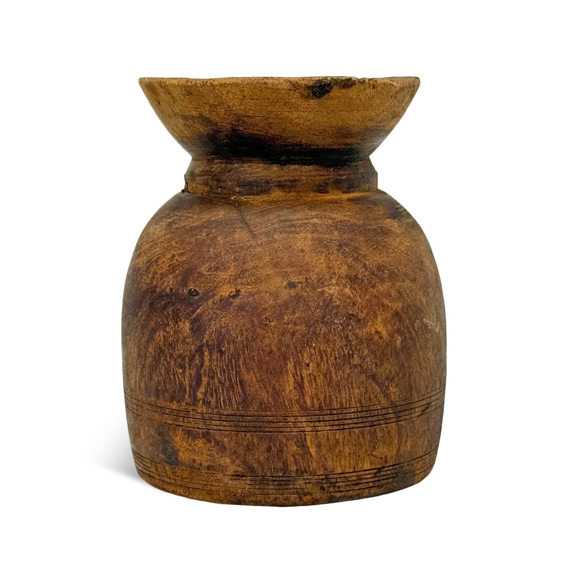 Vintage Small India Wood Water Pot - 2