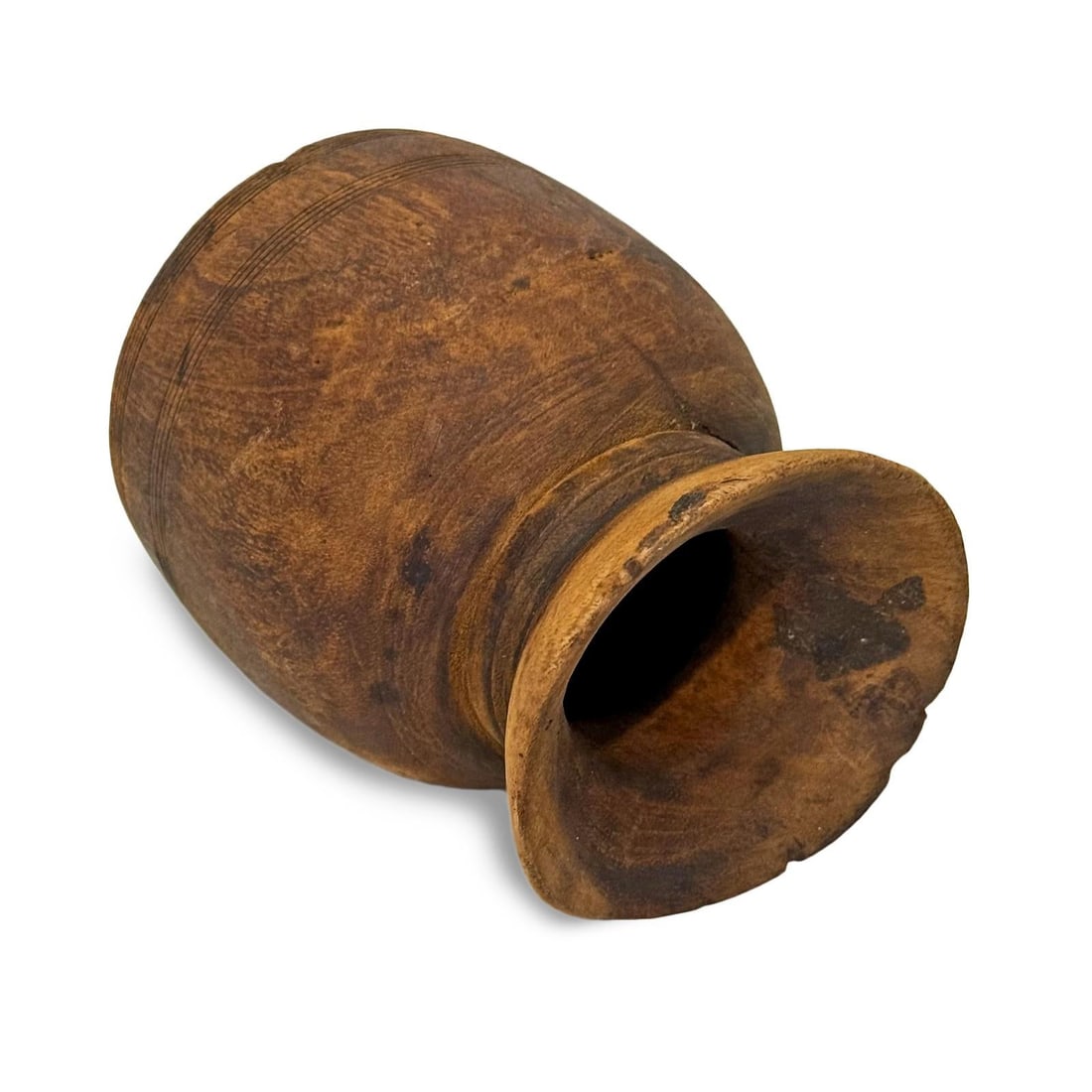 Vintage Small India Wood Water Pot - 3